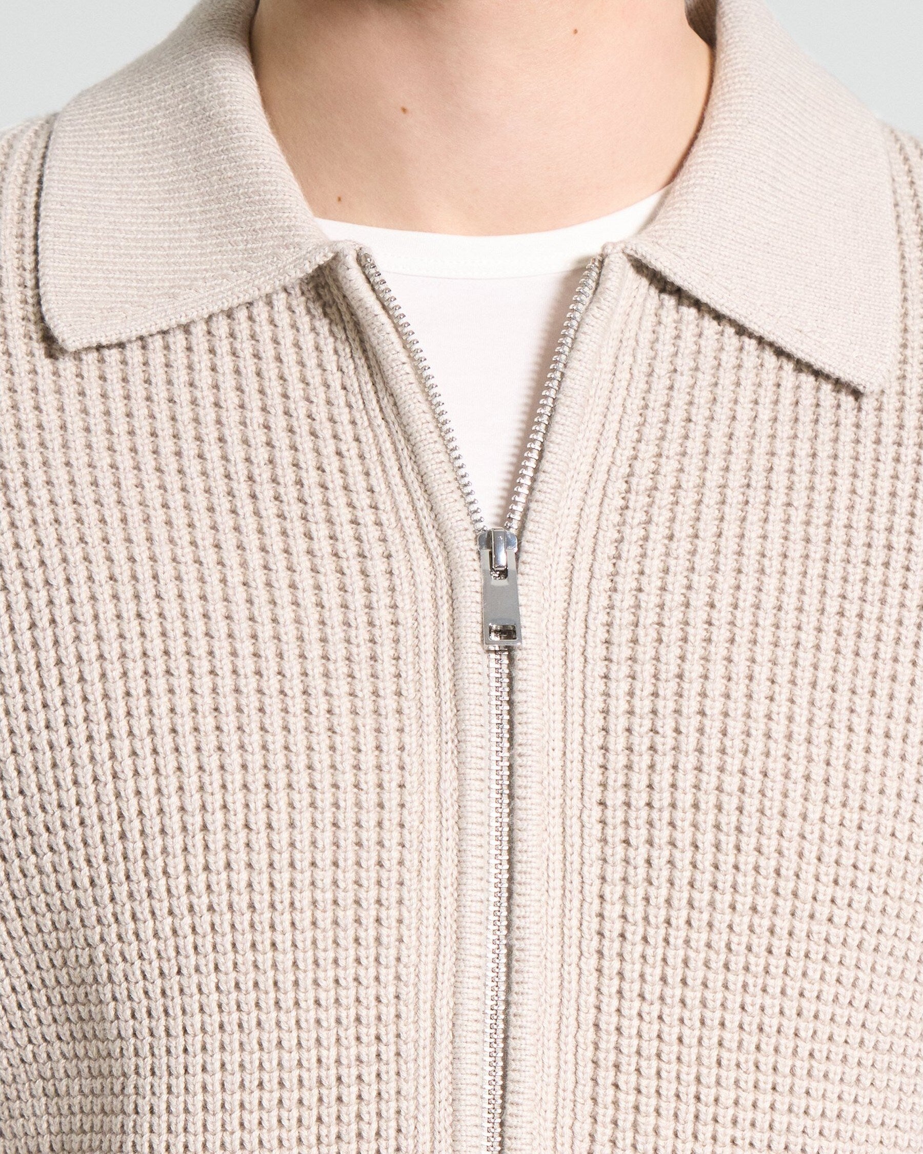 Gary Cashton Front Zip Cardigan Alabaster Melange