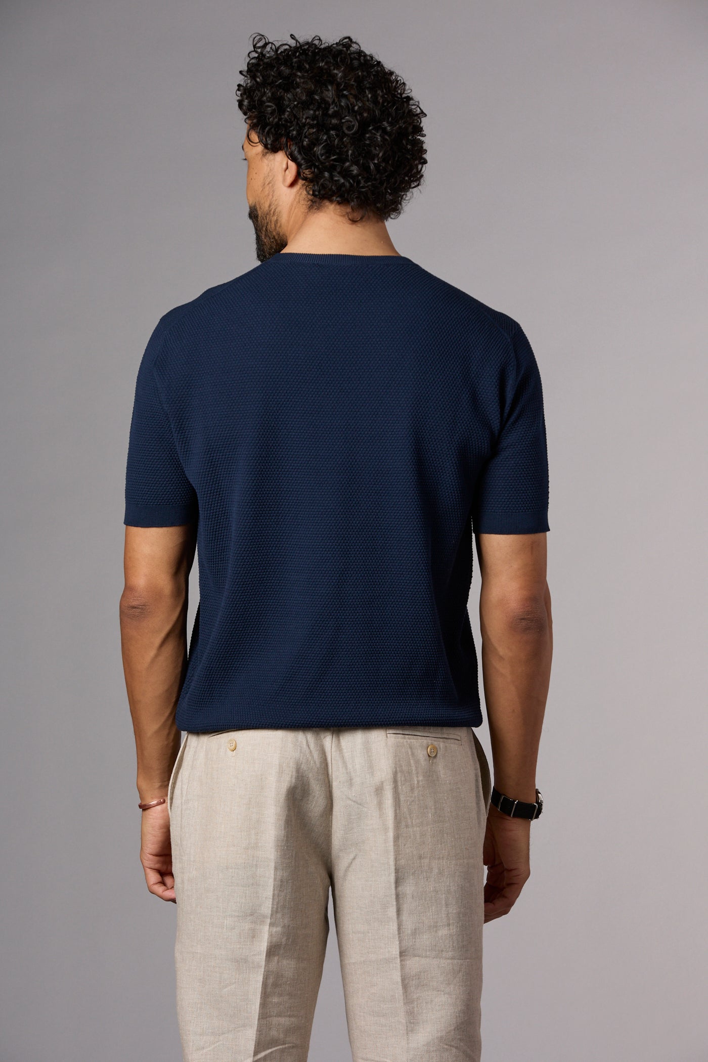 Textured Knit Tee Navy