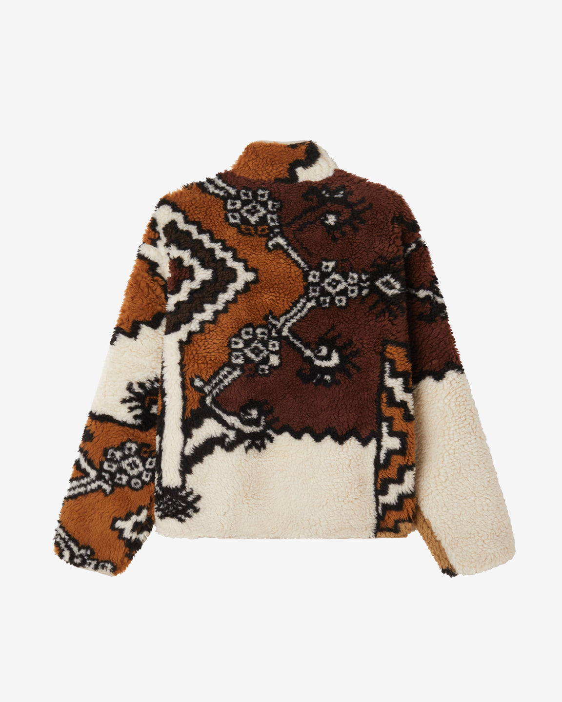 Moroccan Rug Sherpa Jacket, Brown Multi