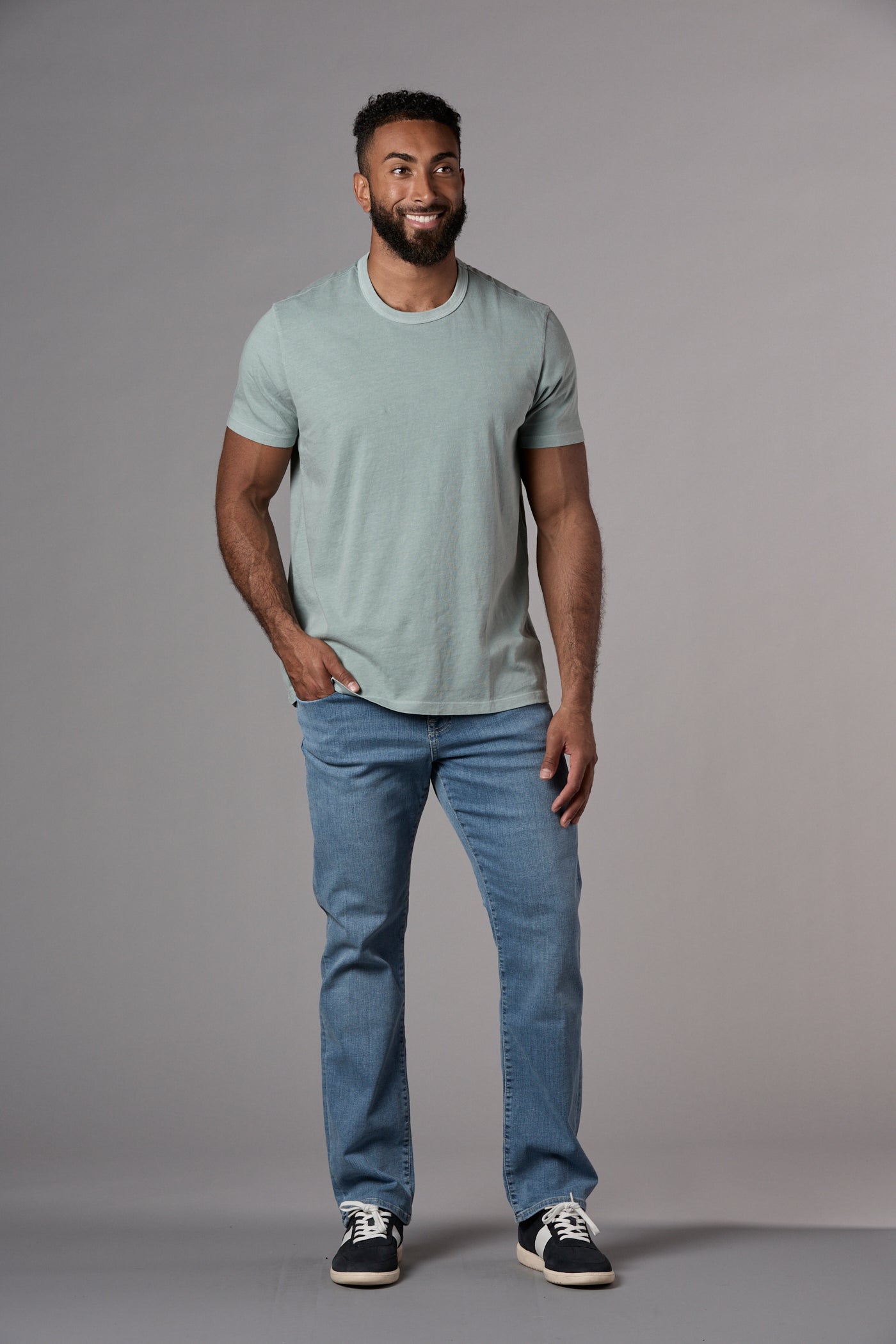 Ian Standard Fit Garment Dyed Tee Washed Blue Green