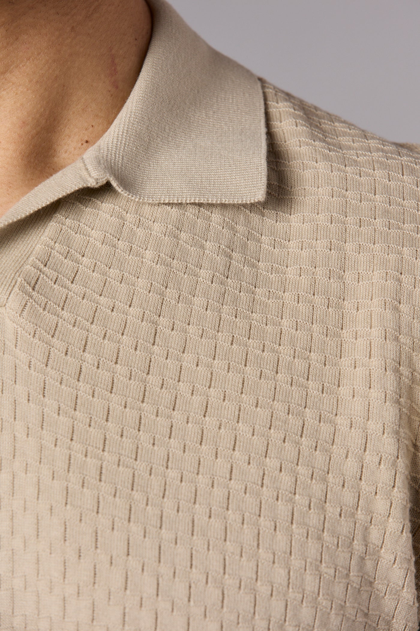 Textured Knit Polo Beige