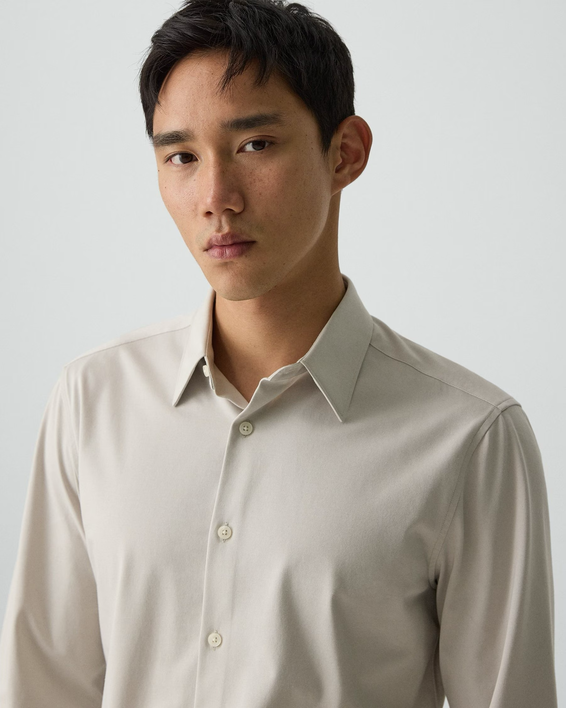 Sylvain Shirt in Structure Knit Silver Cloud