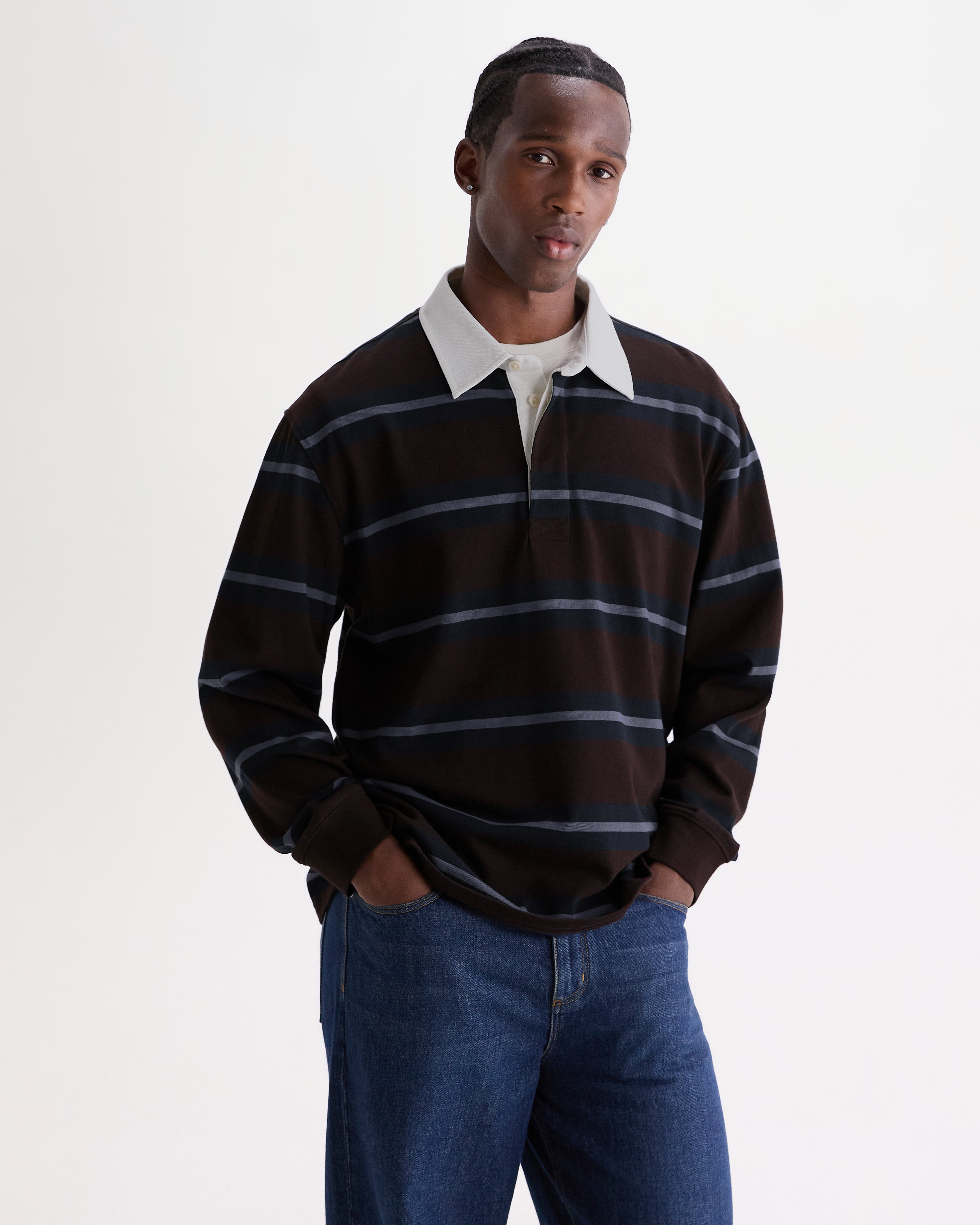 Rowhill Rugby in Mirror Stripe Brown/Blue