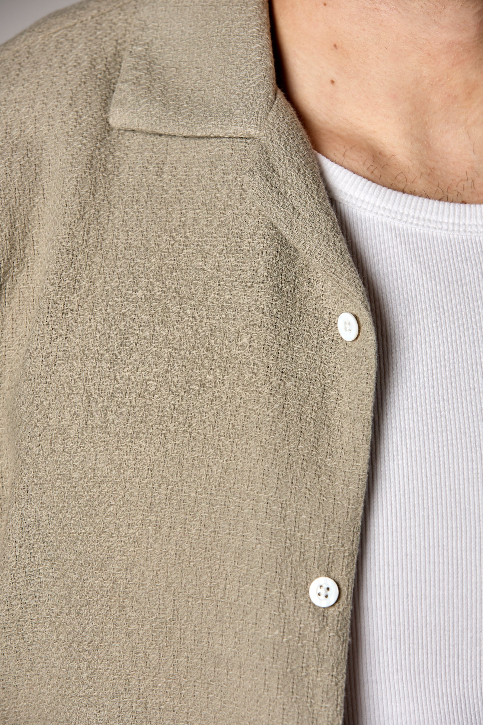 Bahamas S/S Garment Dyed Cotton/Linen Camp Shirt Light Olive