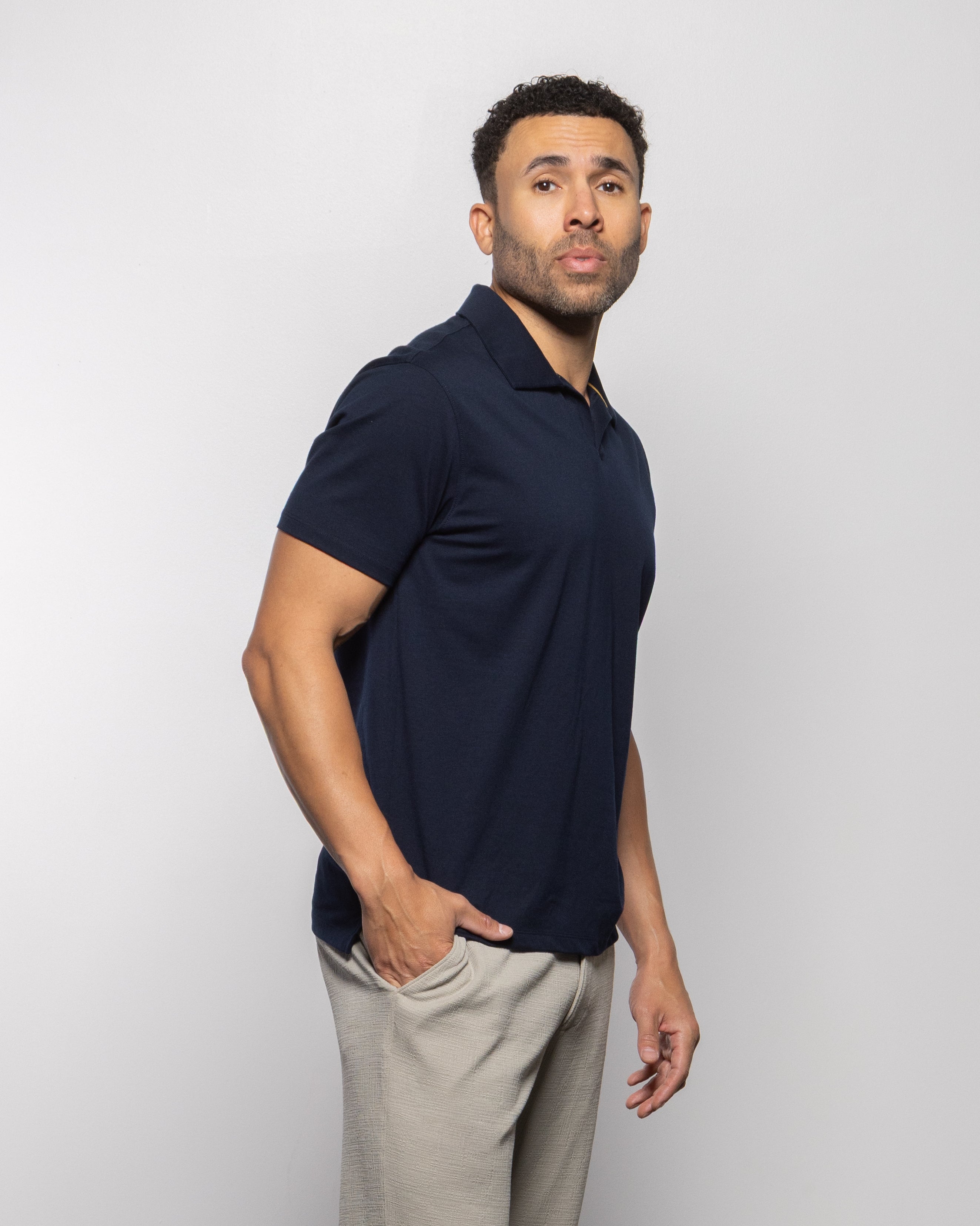 Daily Johnny Short Sleeve Polo Indigo Night