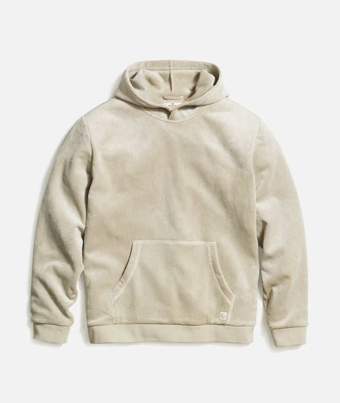 Velour Corduroy Hoodie in Abbey Stone