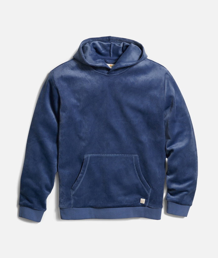 Velour Corduroy Hoodie in Vintage Indigo