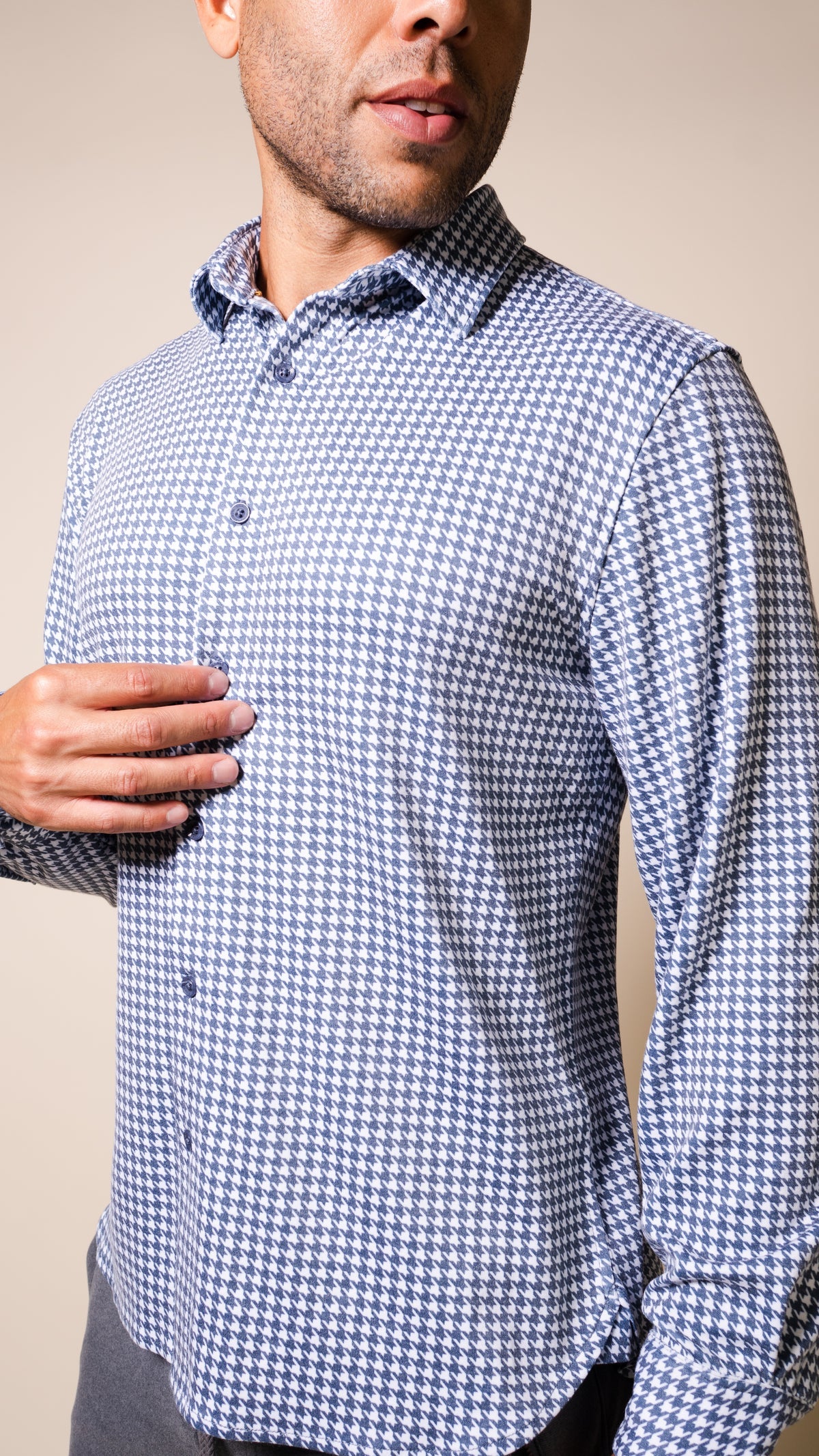 Andy Houndstooth Shirt in Indigo