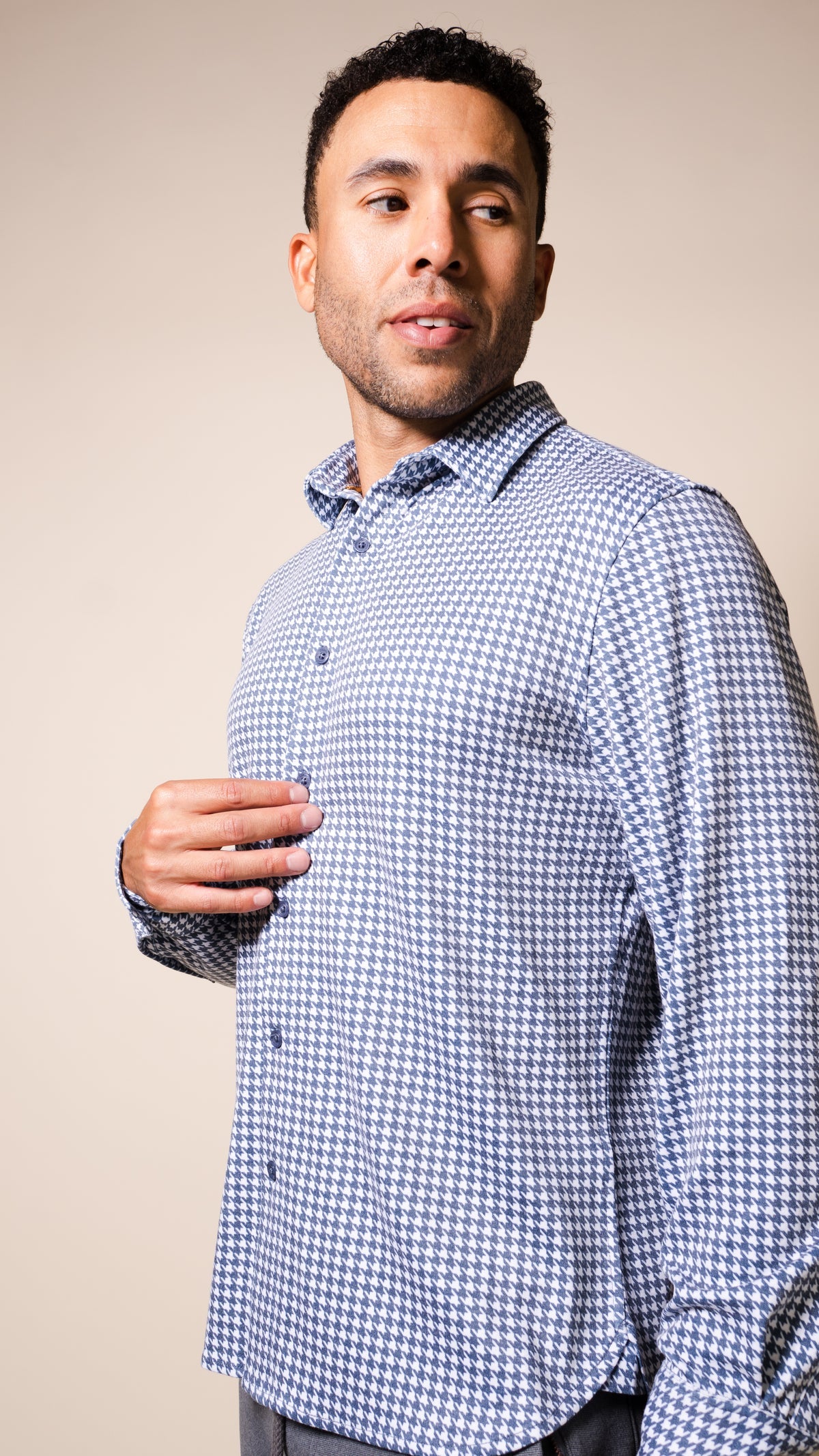 Andy Houndstooth Shirt in Indigo