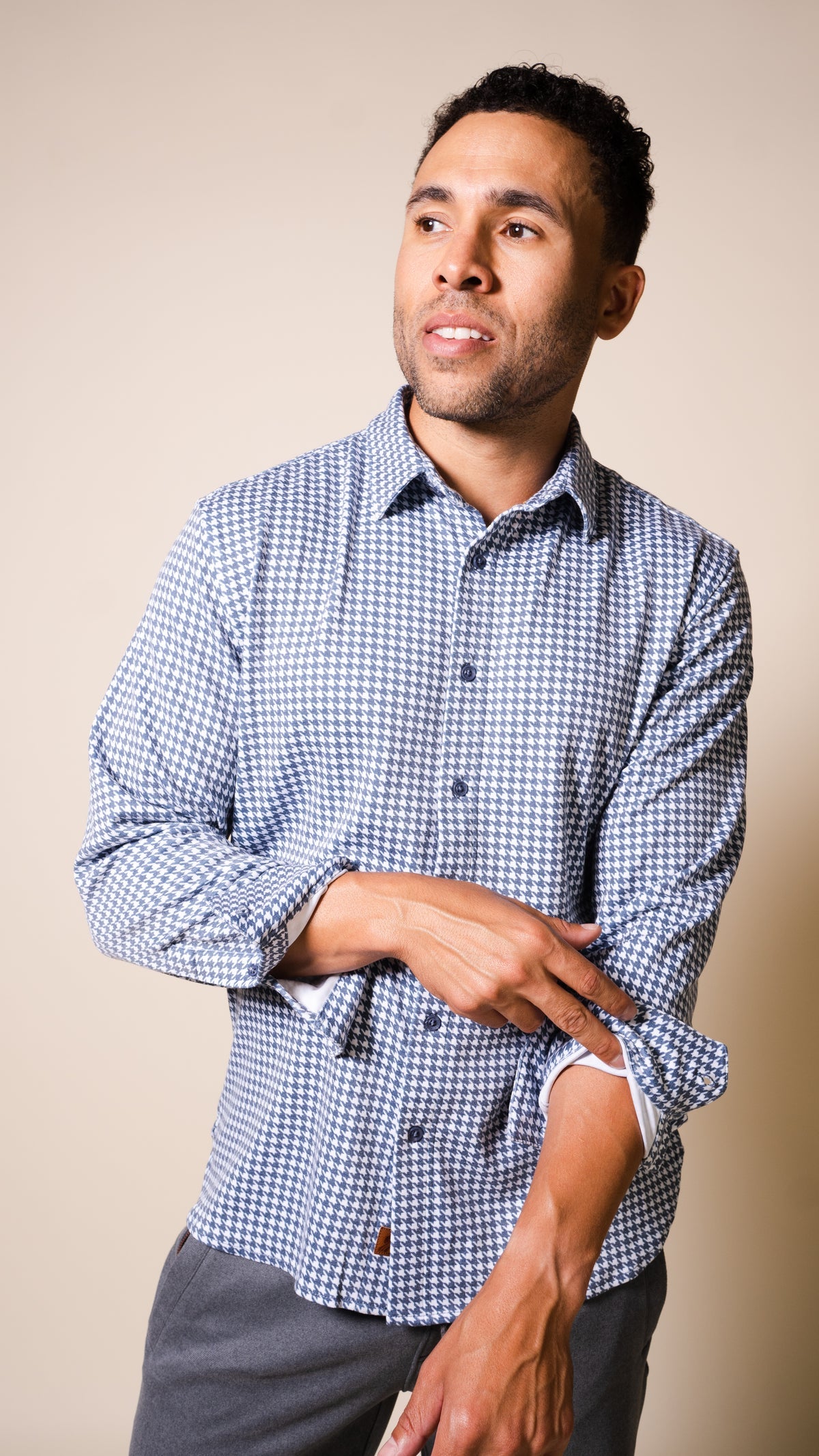 Andy Houndstooth Shirt in Indigo