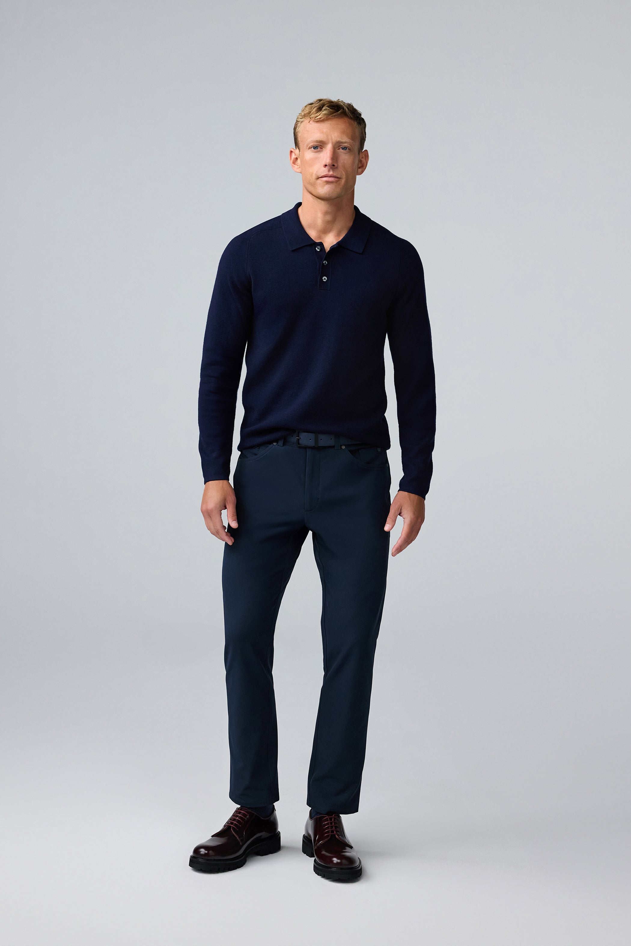 Tech Merino Sweater Polo in Total Eclipse