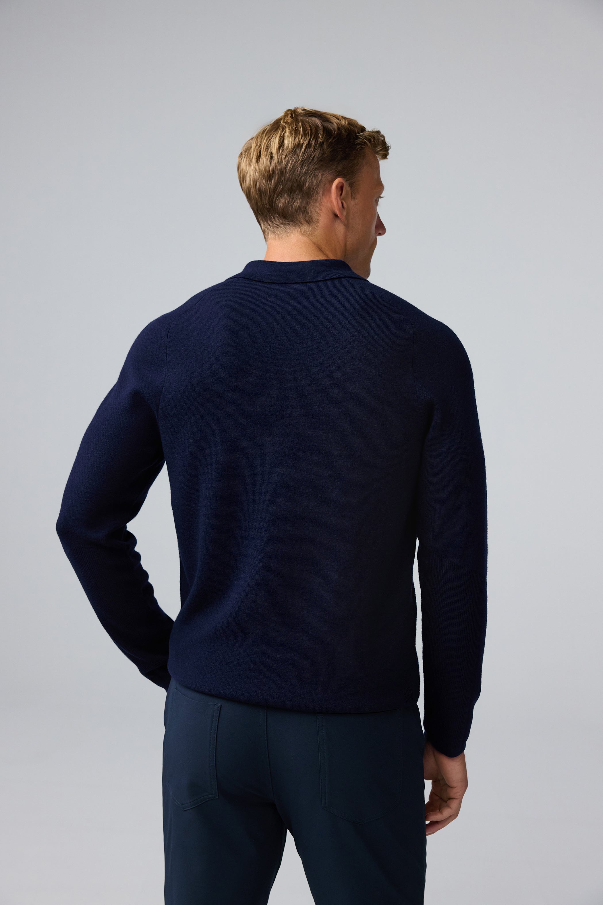 Tech Merino Sweater Polo in Total Eclipse