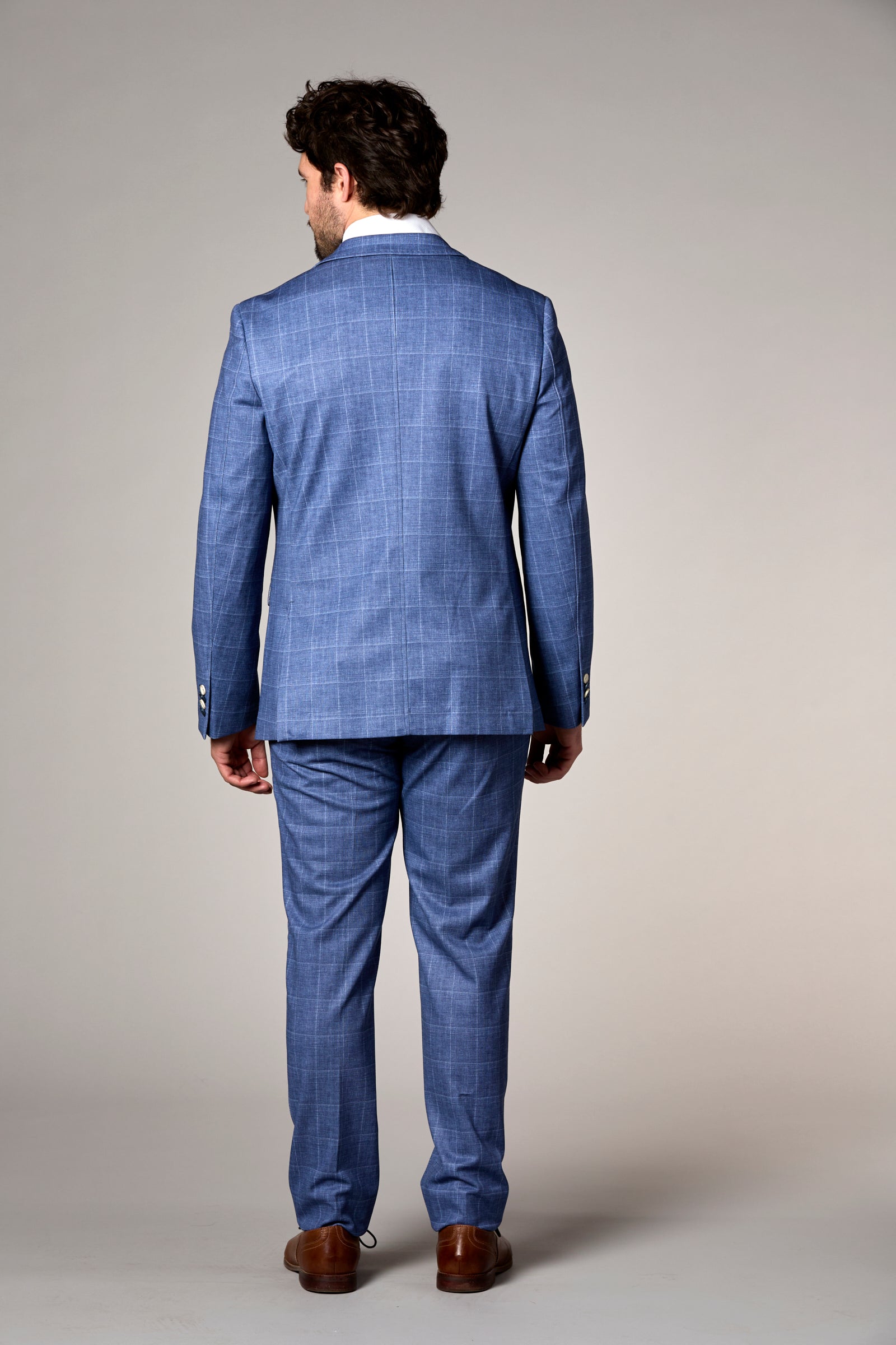 Stretch Knit Windowpane Trouser Navy
