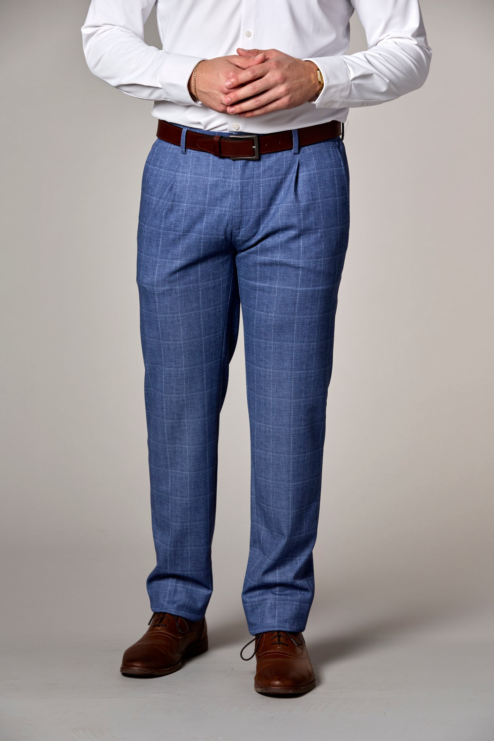 Stretch Knit Windowpane Trouser Navy