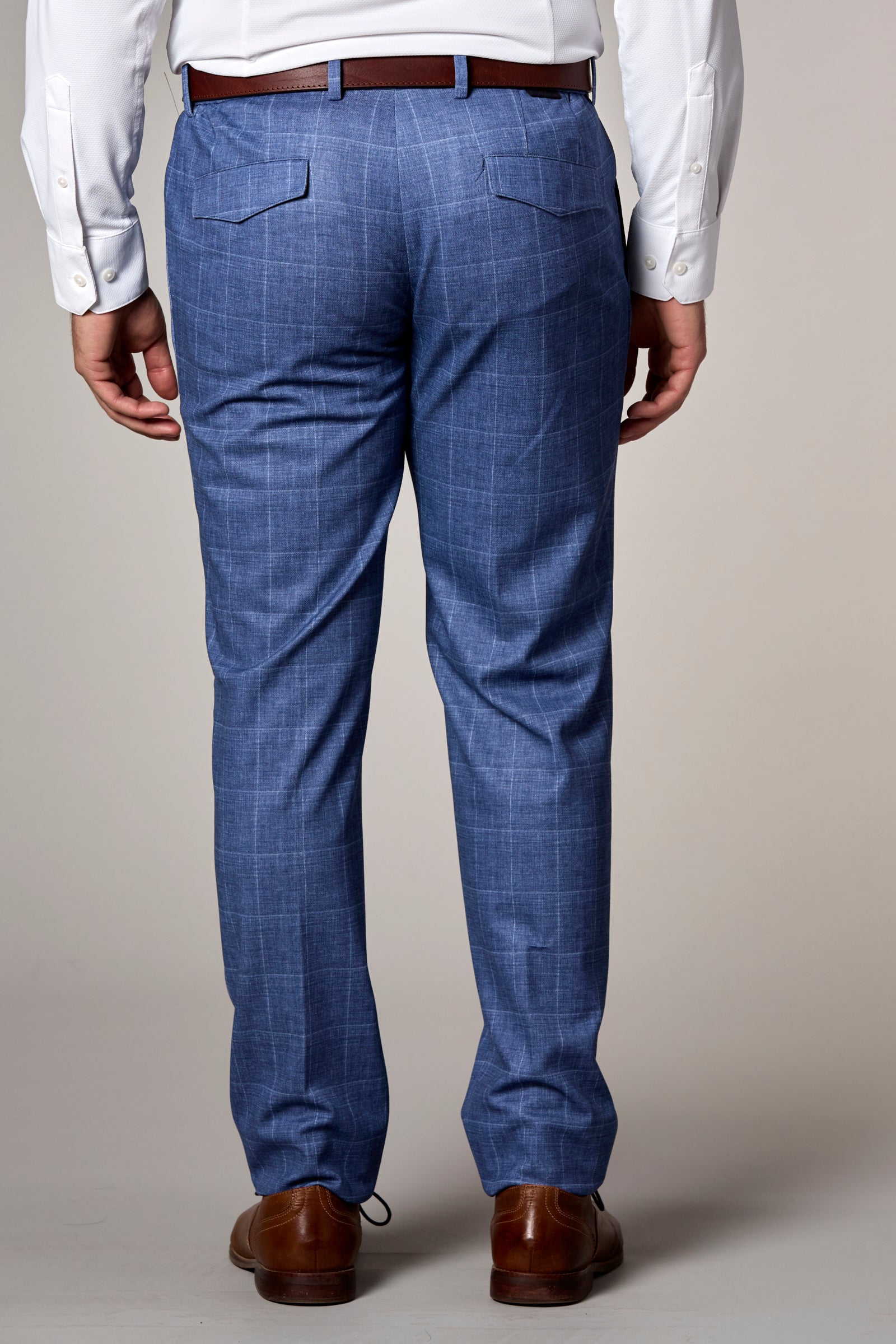Stretch Knit Windowpane Trouser Navy