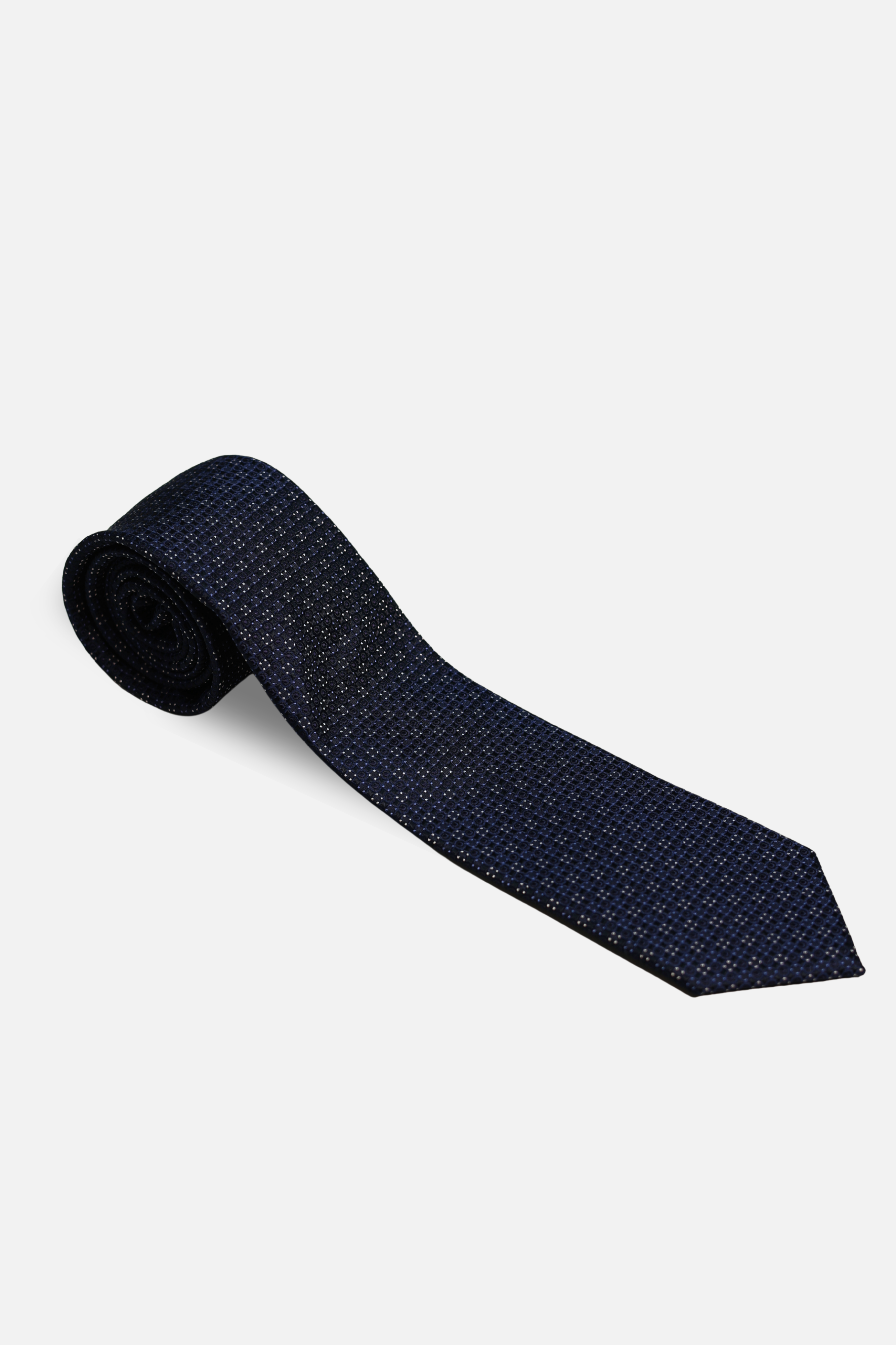Navy Silk Woven Diamond Pattern Tie