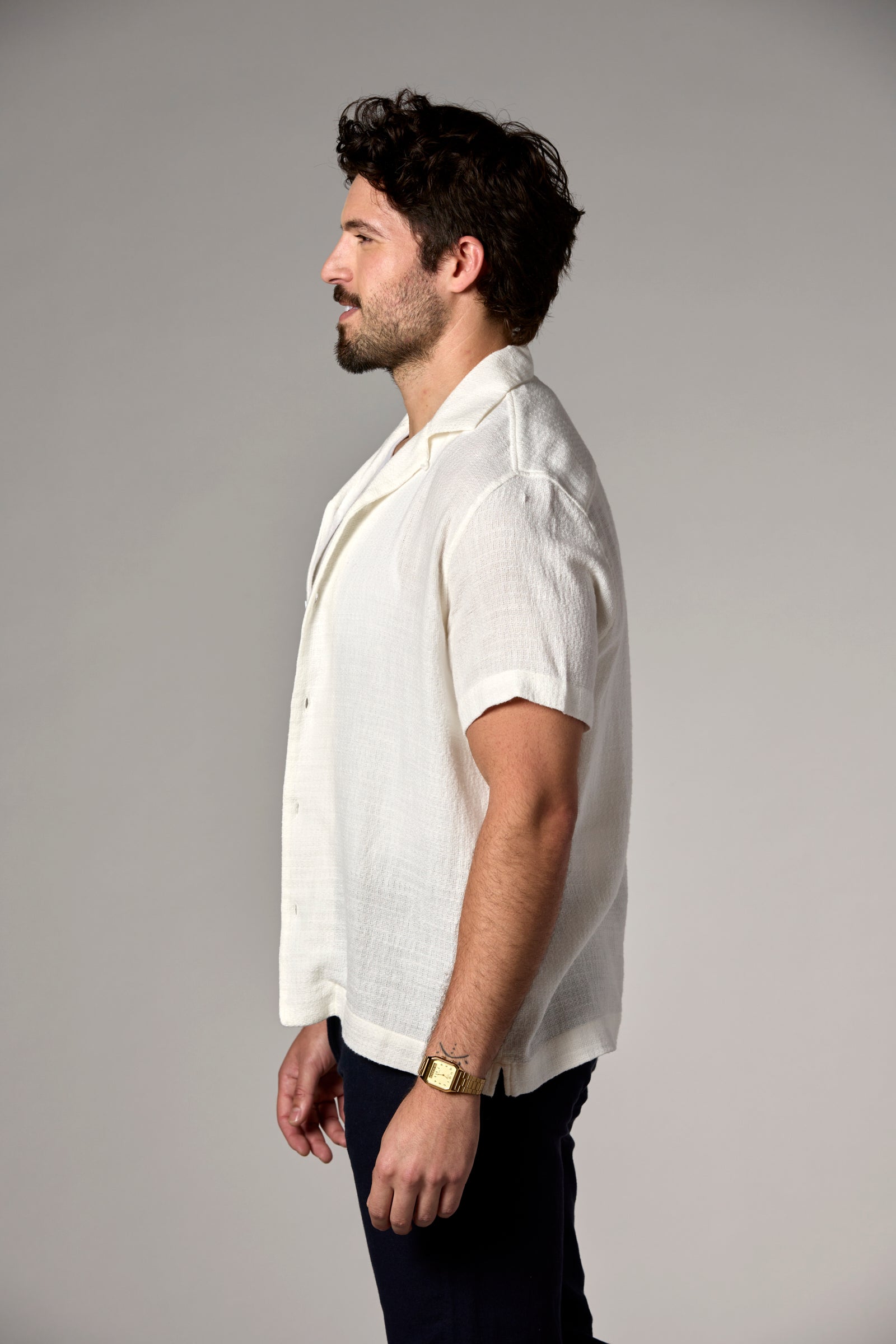 Morgan Bahamas Cotton/Linen Camp Shirt Off-White