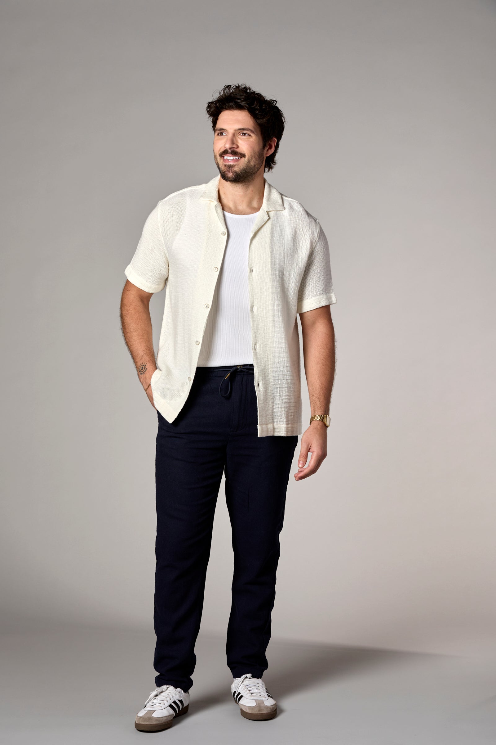 Bahamas S/S Cotton Camp Shirt Off-White
