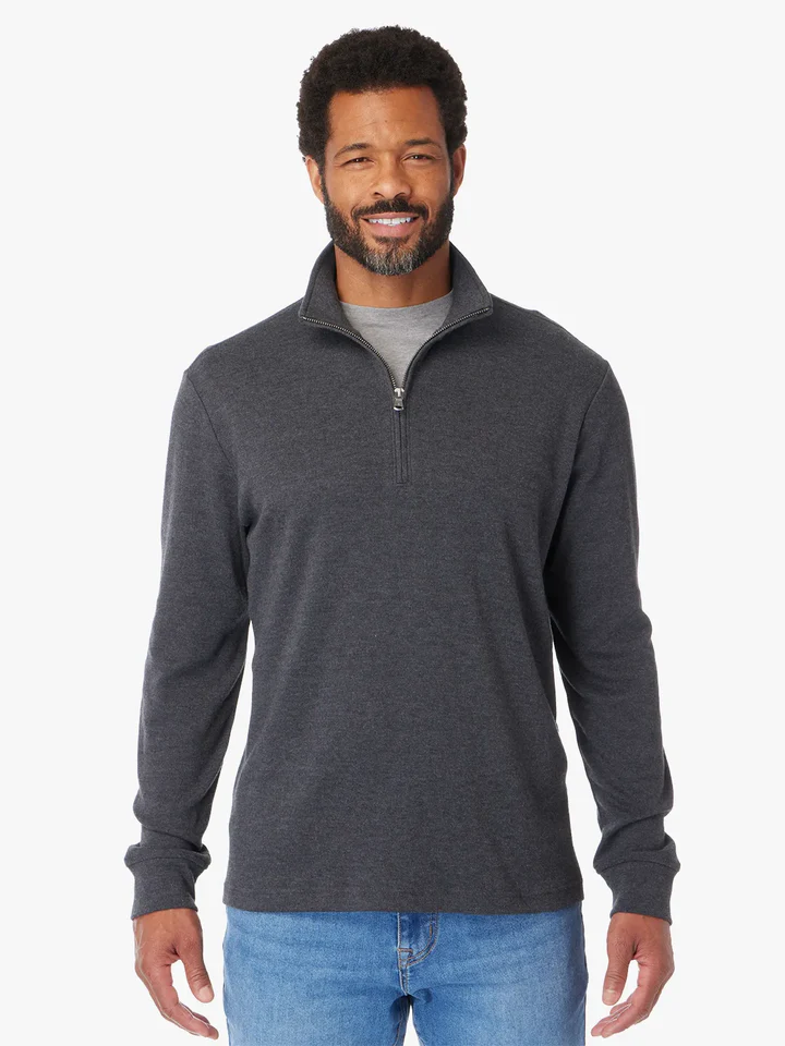 Larchmont Seawool 1/4 Zip, Black