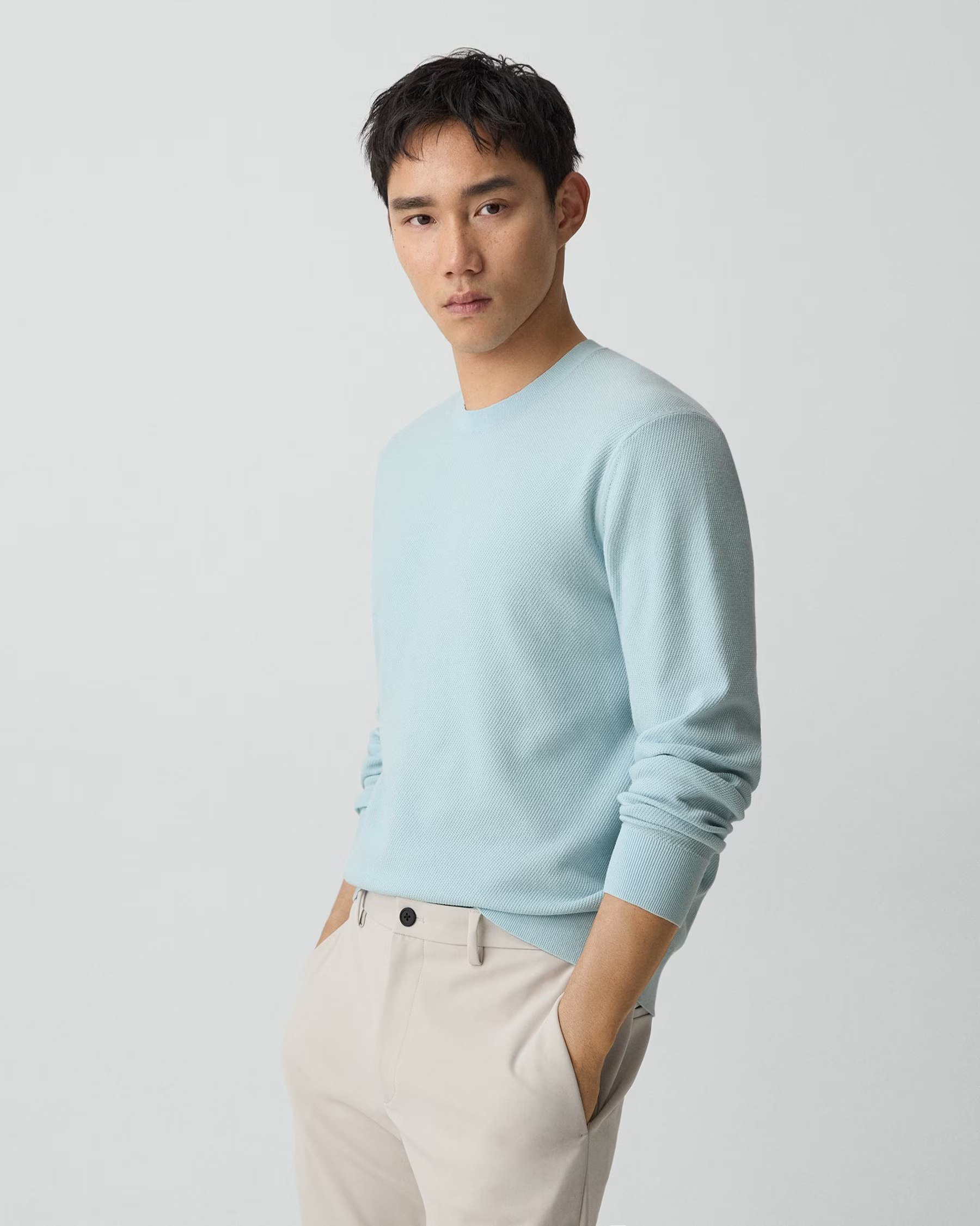 Riland Crewneck Sweater in Light Bilen Light Ocean Air