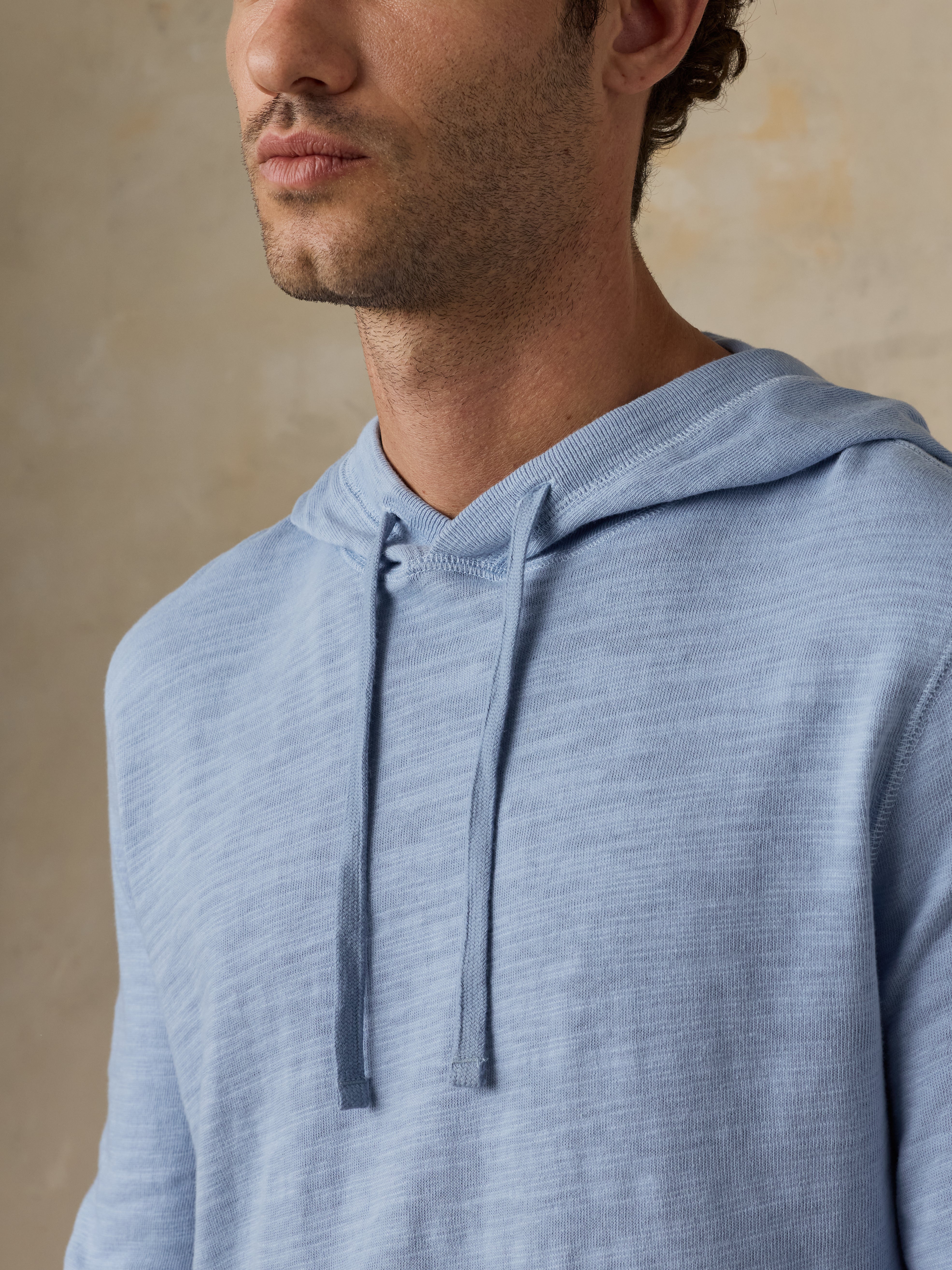 Sunwashed Slub Hoodie Blue Isle
