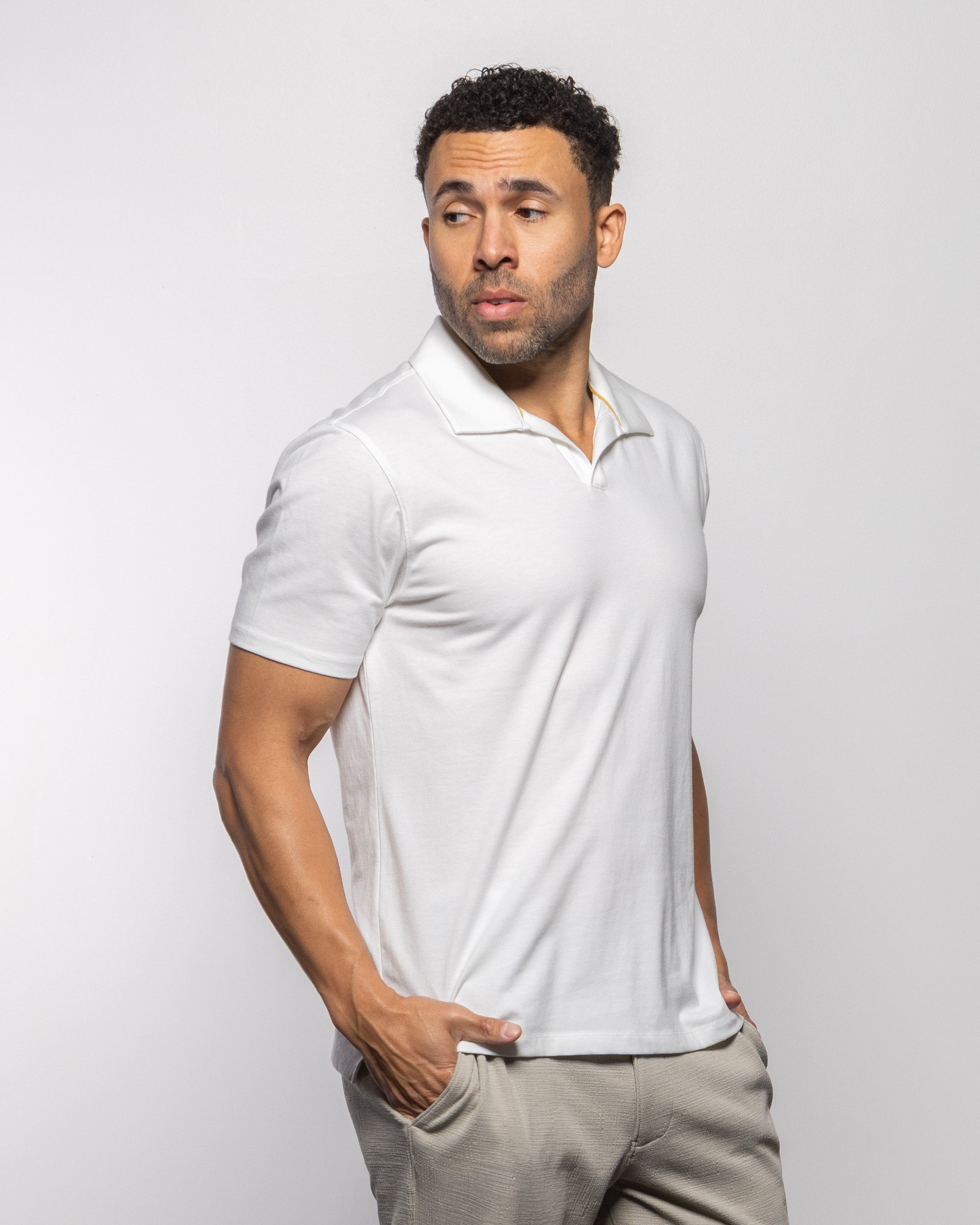 Daily Johnny Short Sleeve Polo Summer White