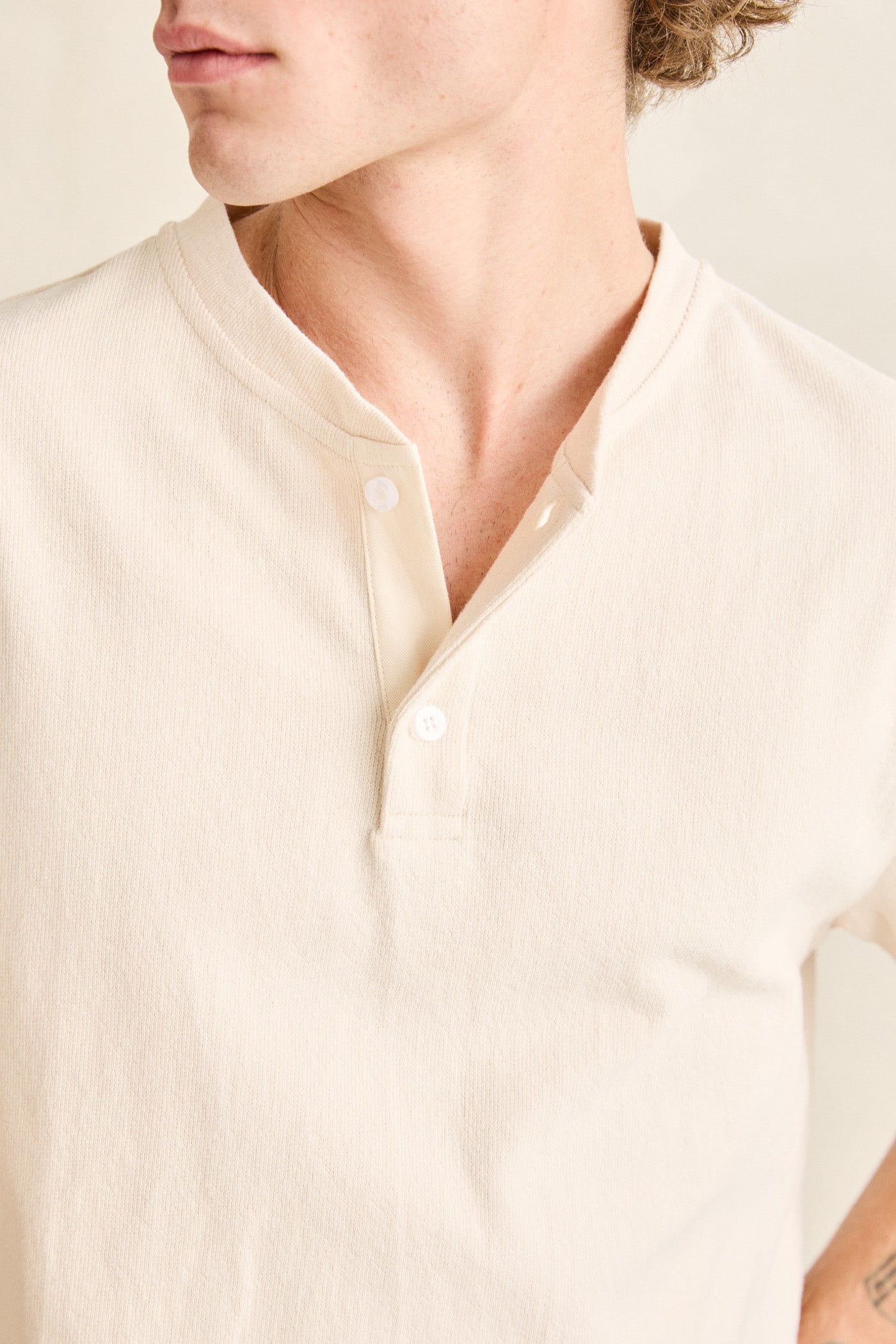 Vintage Jersey SS Henley Tee Natural