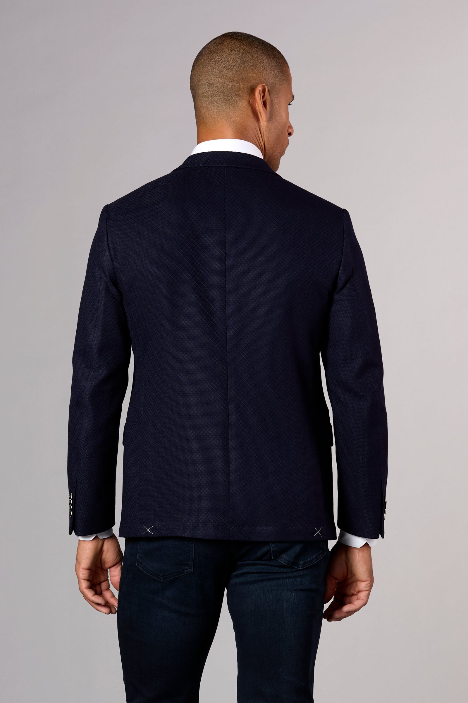 Arani Textured Jacket Navy
