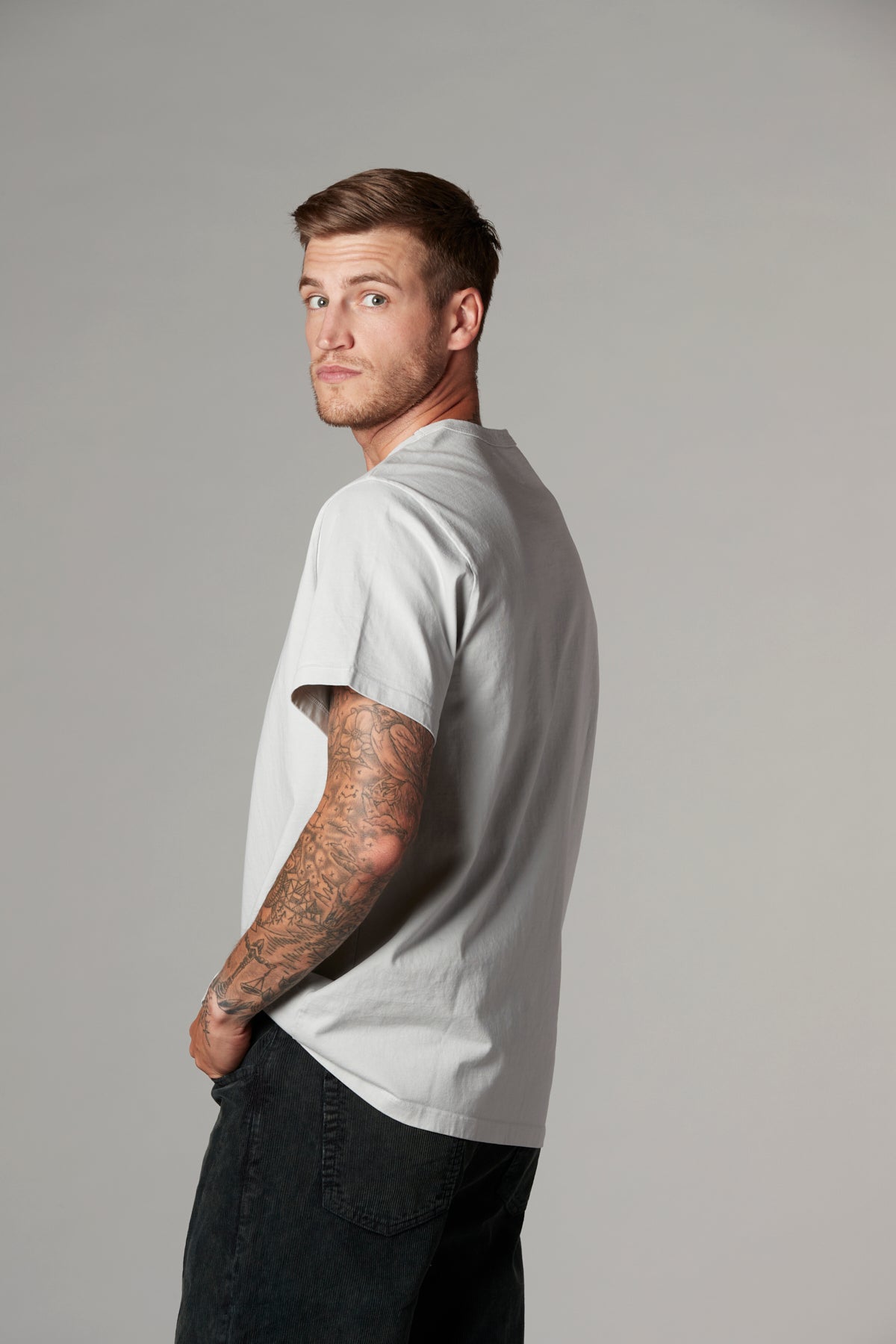 Leo Short Sleeve Crew T Silver