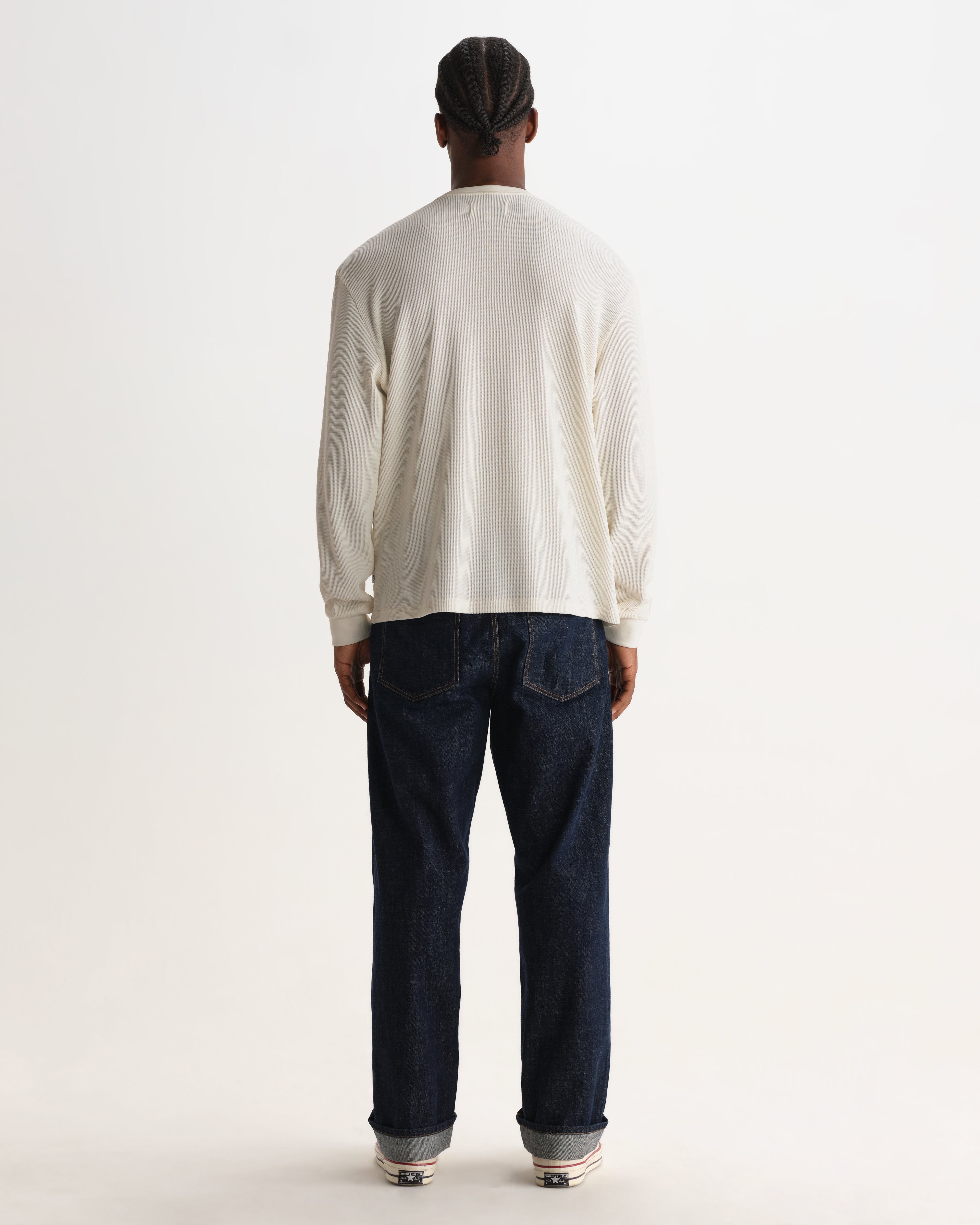 Caleb Henley Longsleeve Tee in Waffle Ecru