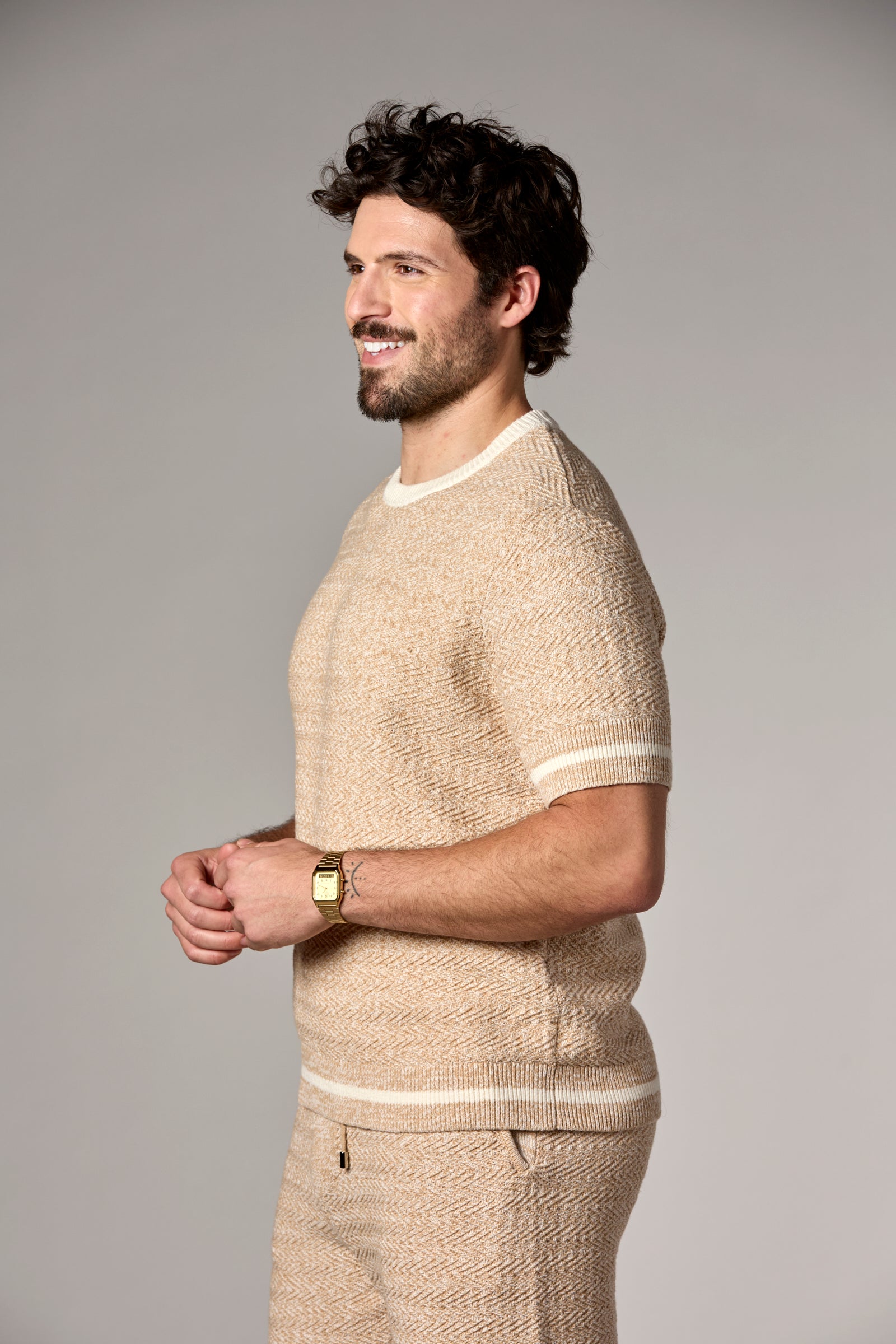 Textured Knit Tee Oat Multi