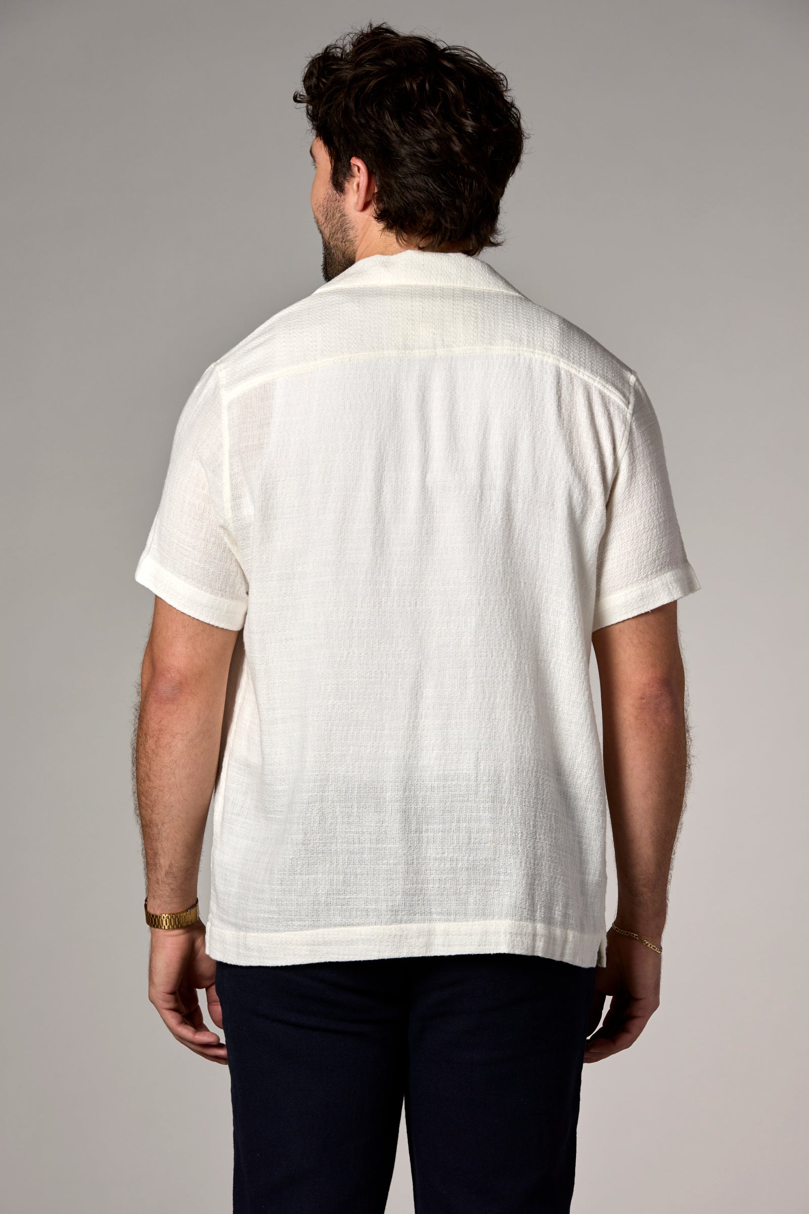 Morgan Bahamas Cotton/Linen Camp Shirt Off-White