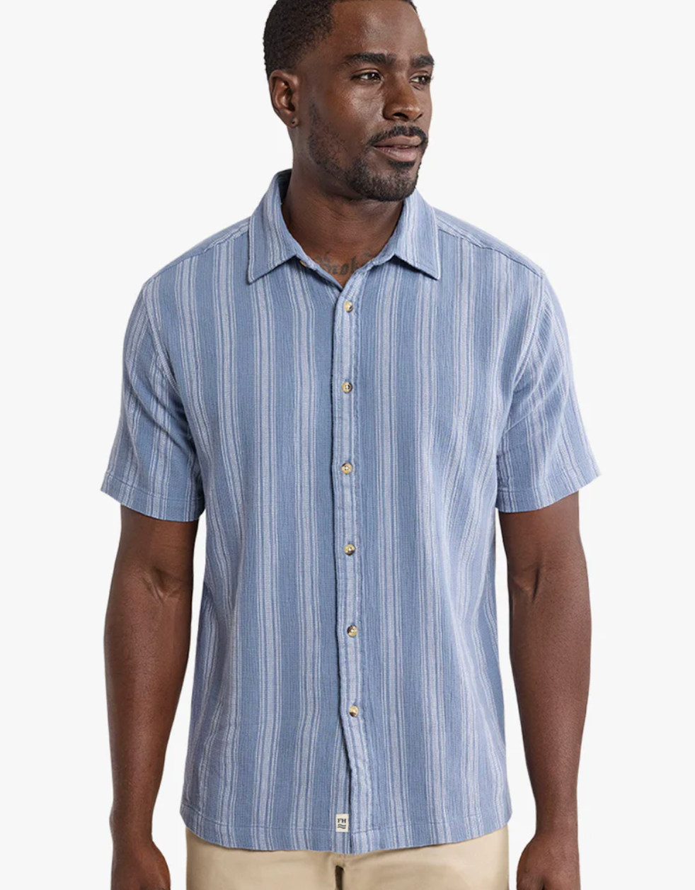 The Oasis Textured Shirt Maritime Stripe