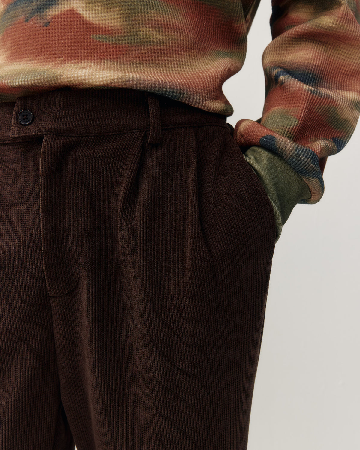 Chenille Knit Pleated Trouser Brown