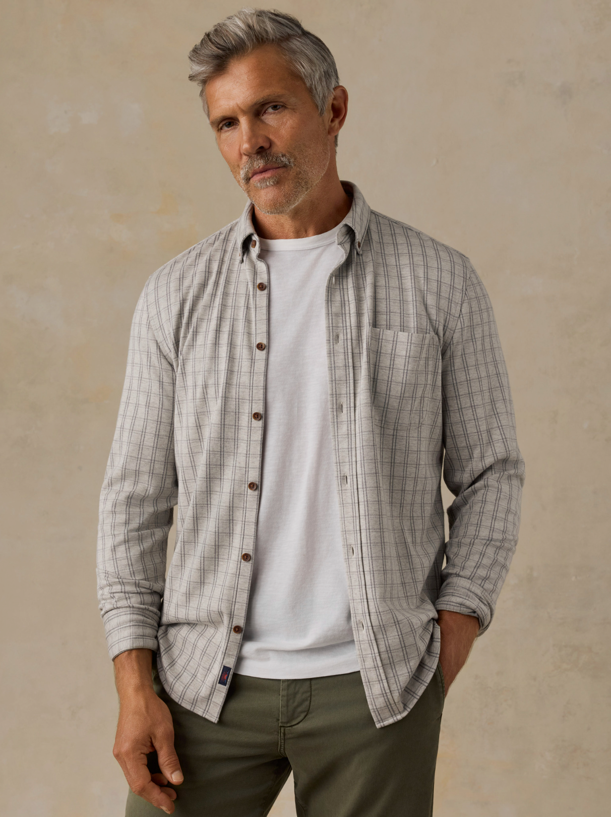 Coastline Knit Shirt Sand Isle Check