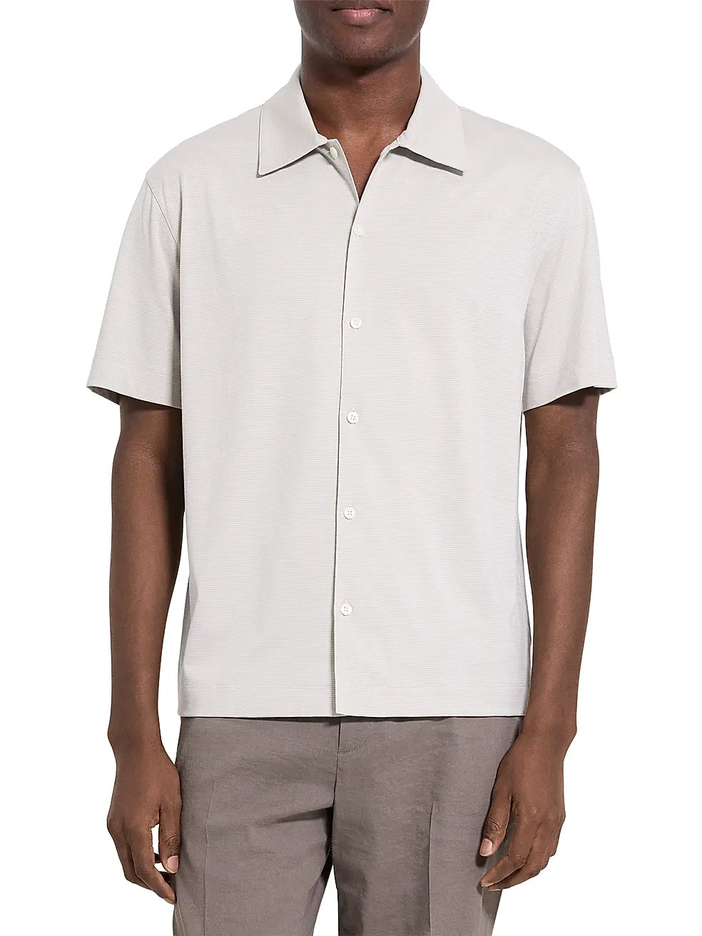 Relaxed Stripe Button Down Shirt Silver Cloud