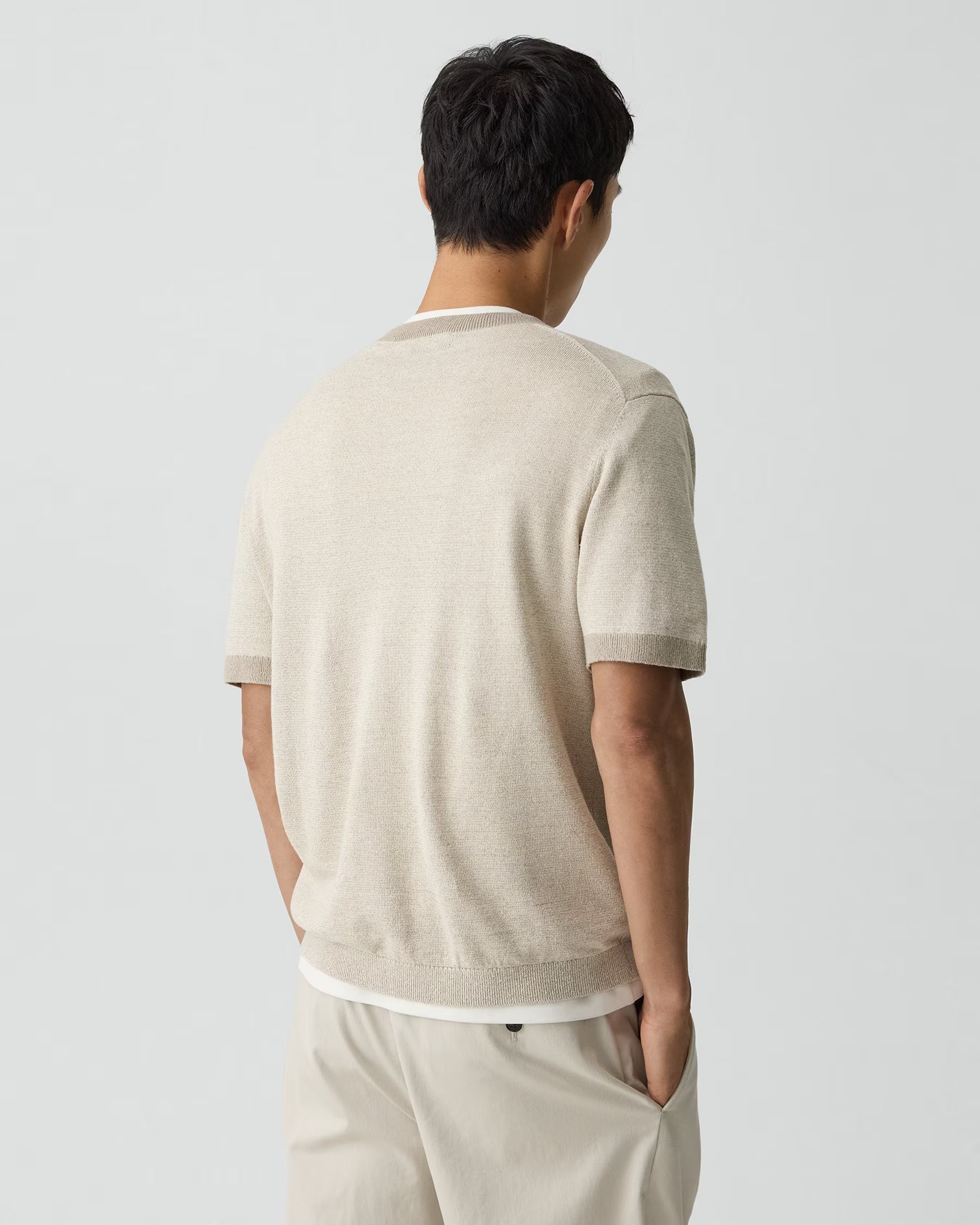 Short Sleeve Crewneck in Silk Silver Cloud