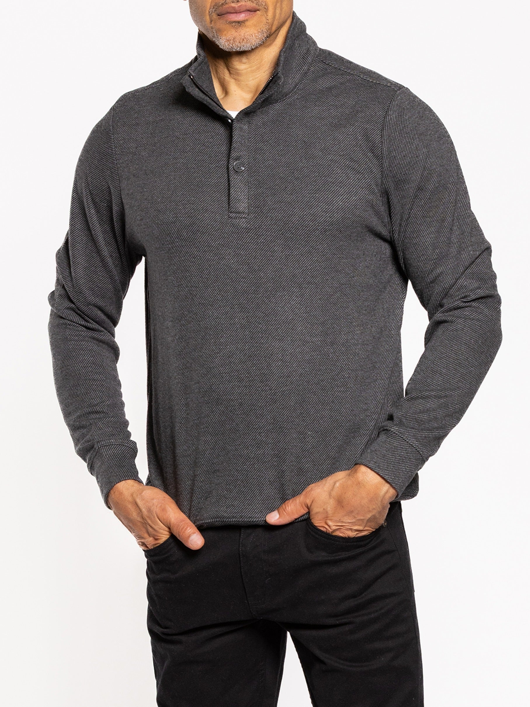 Cala Twill Button Mock Jet Black