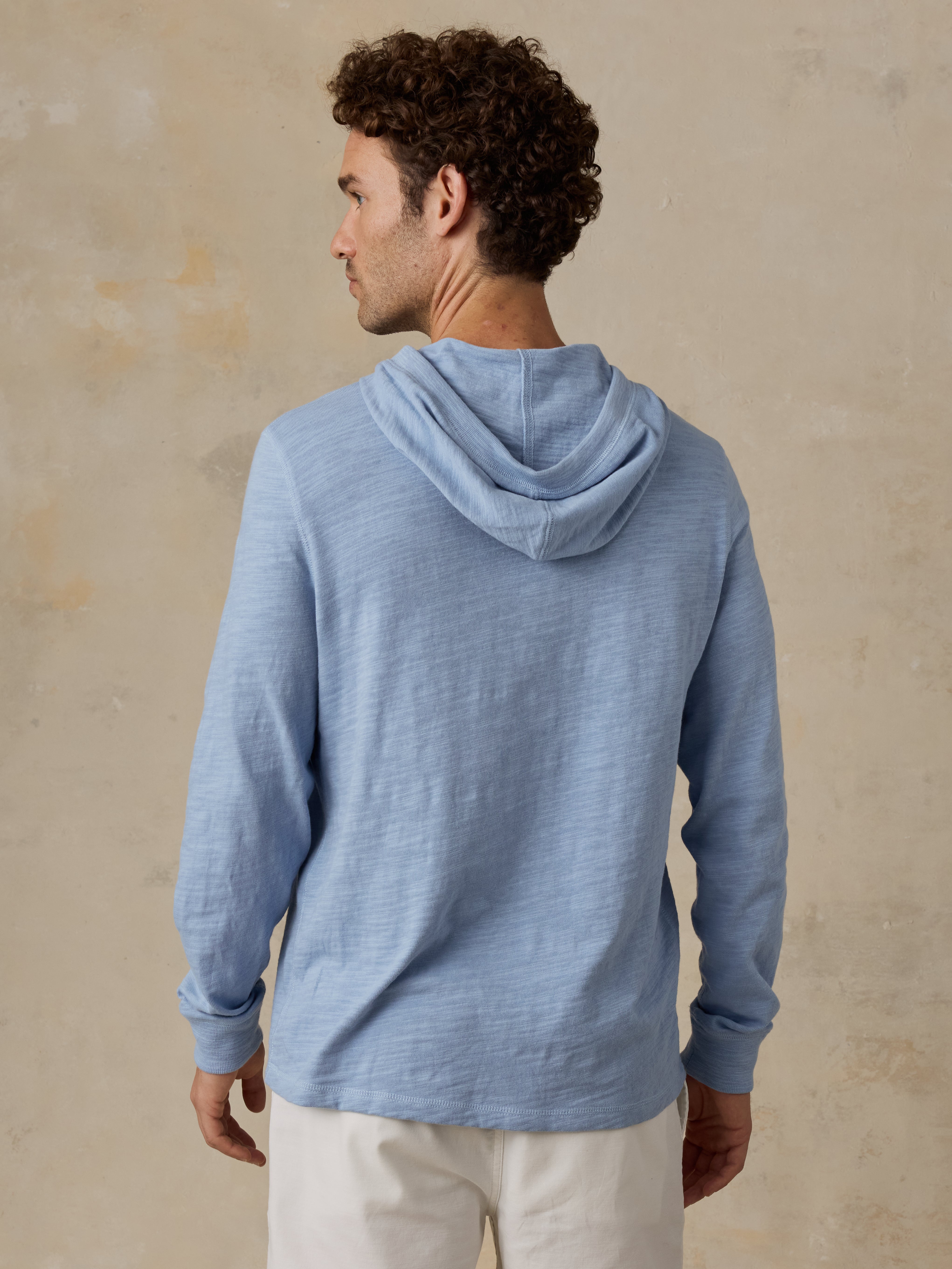 Sunwashed Slub Hoodie Blue Isle