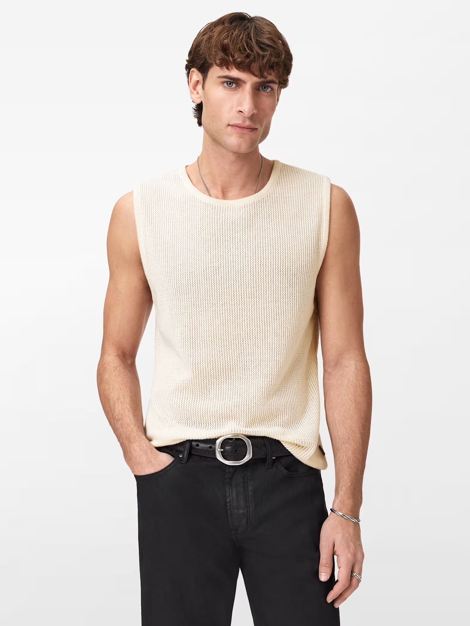 Beaumont Sweater Mesh Tank Salt