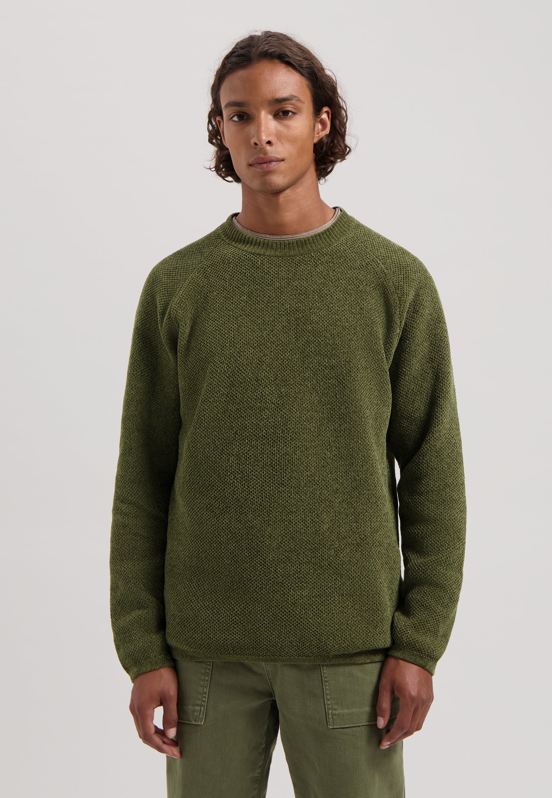 Chenille Knit Sweater in Olive Night