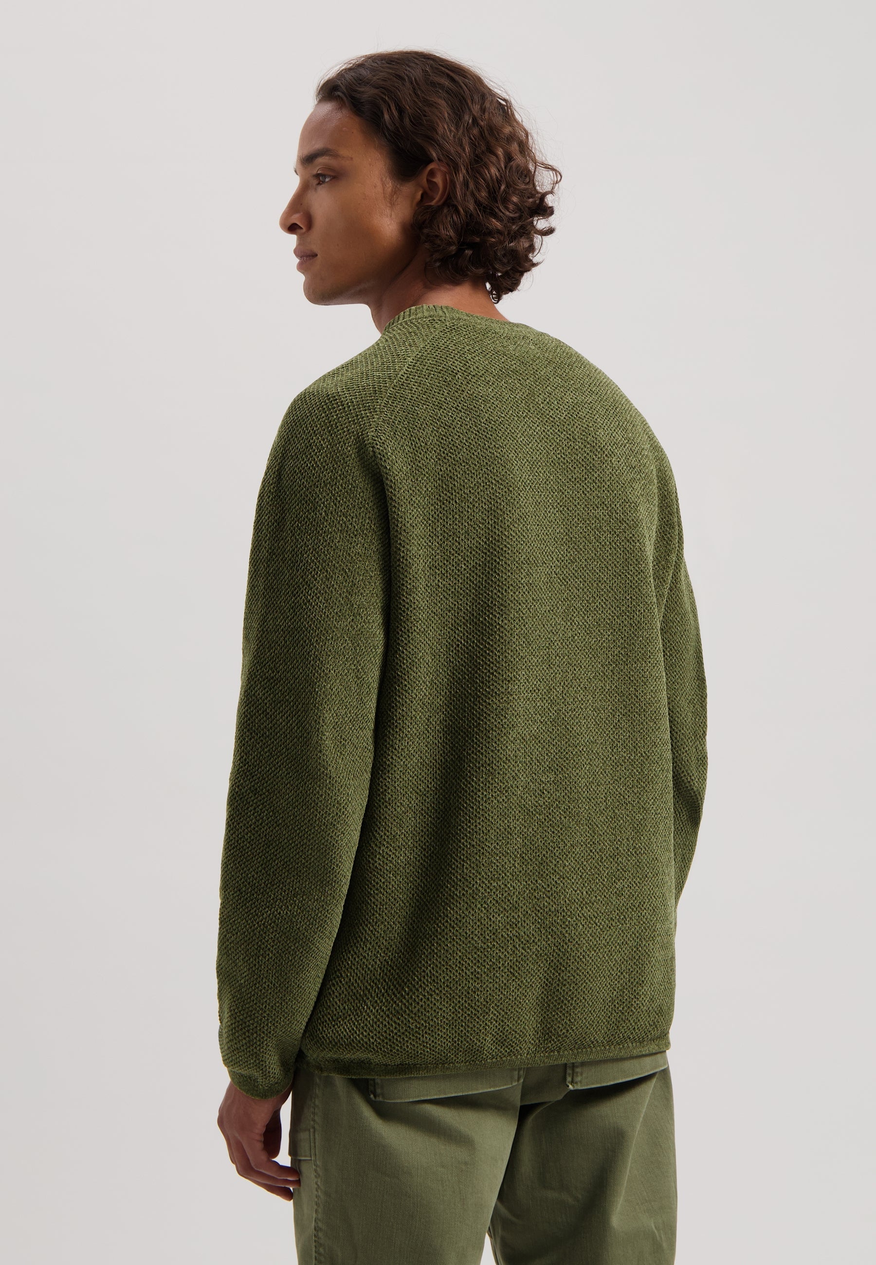 Chenille Knit Sweater in Olive Night