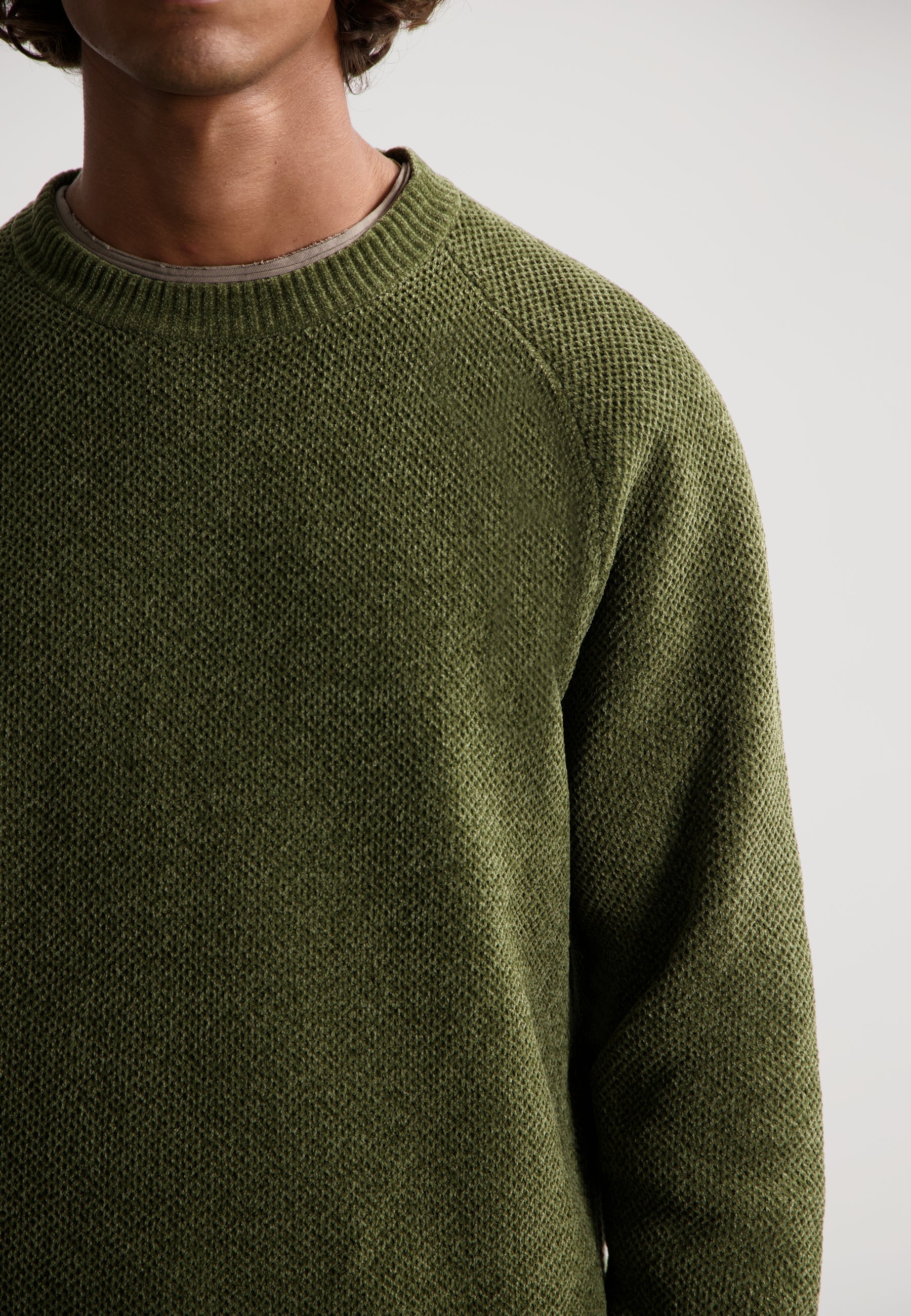 Chenille Knit Sweater in Olive Night