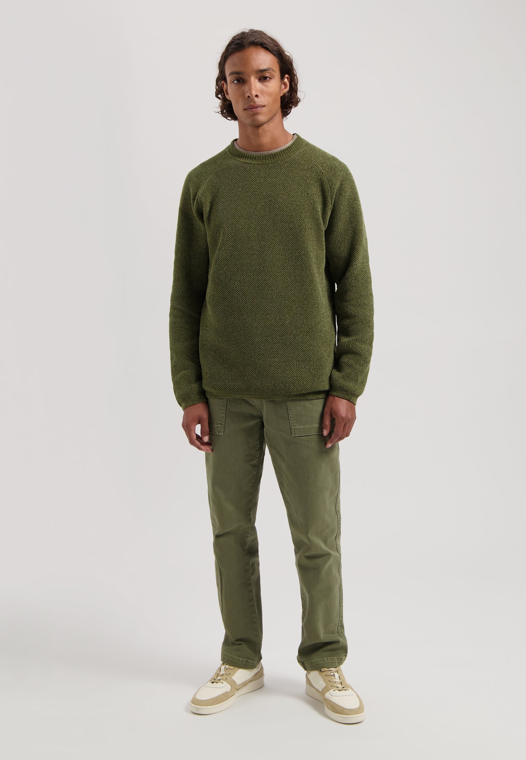 Chenille Knit Sweater in Olive Night