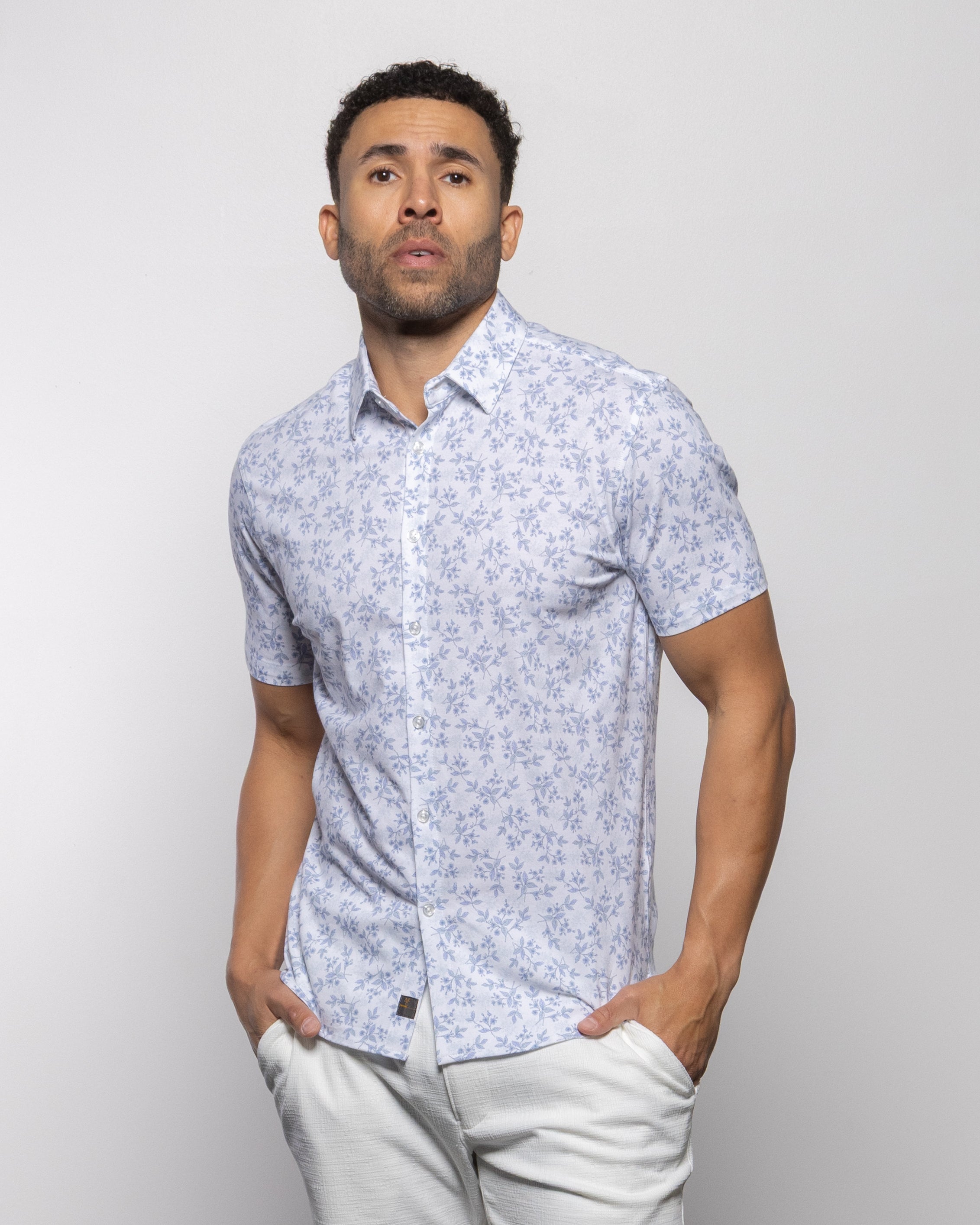 Bello Wildflower Short Sleeve Shirt Summer White