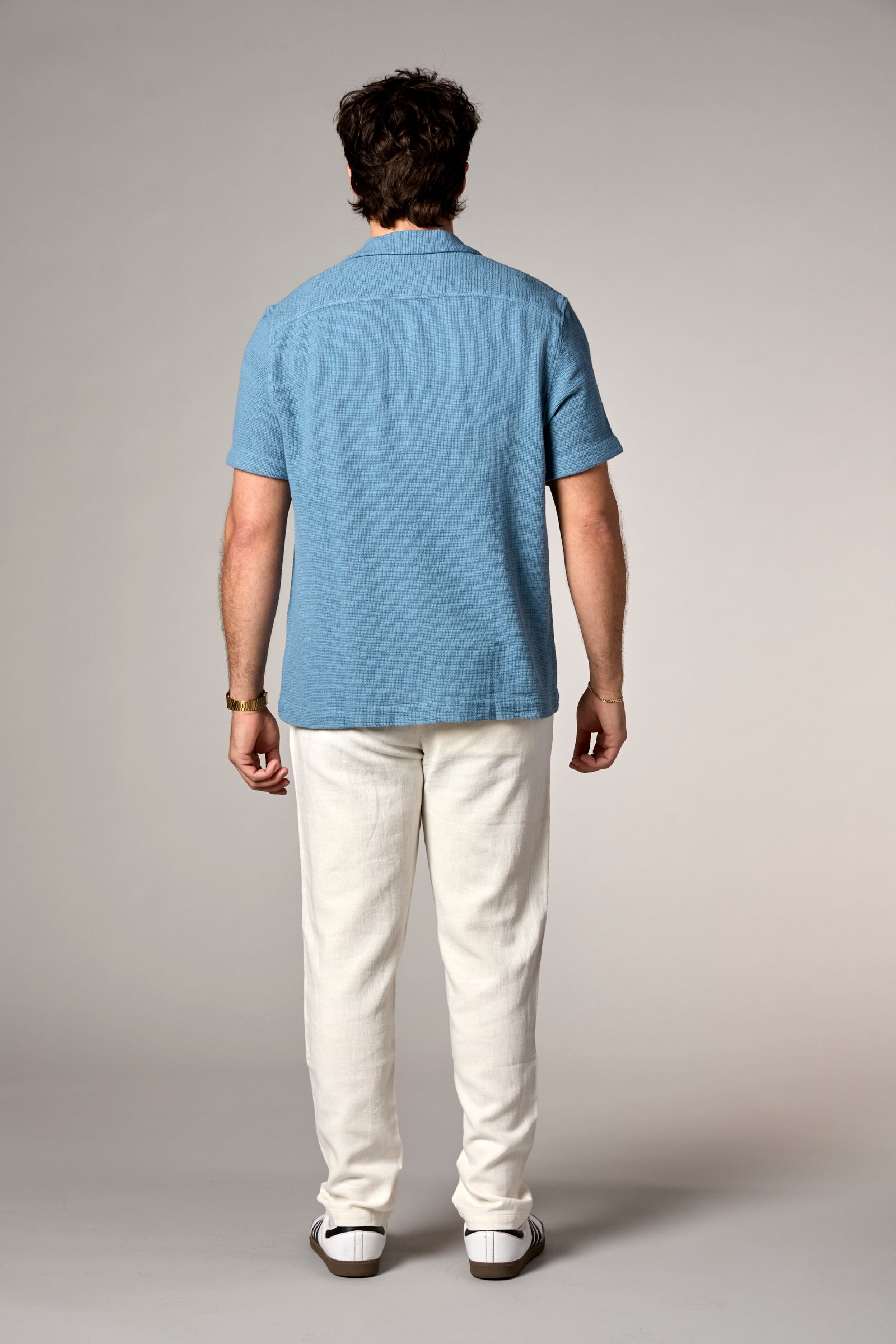 Bahamas S/S Garment Dyed Cotton Camp Shirt Blue
