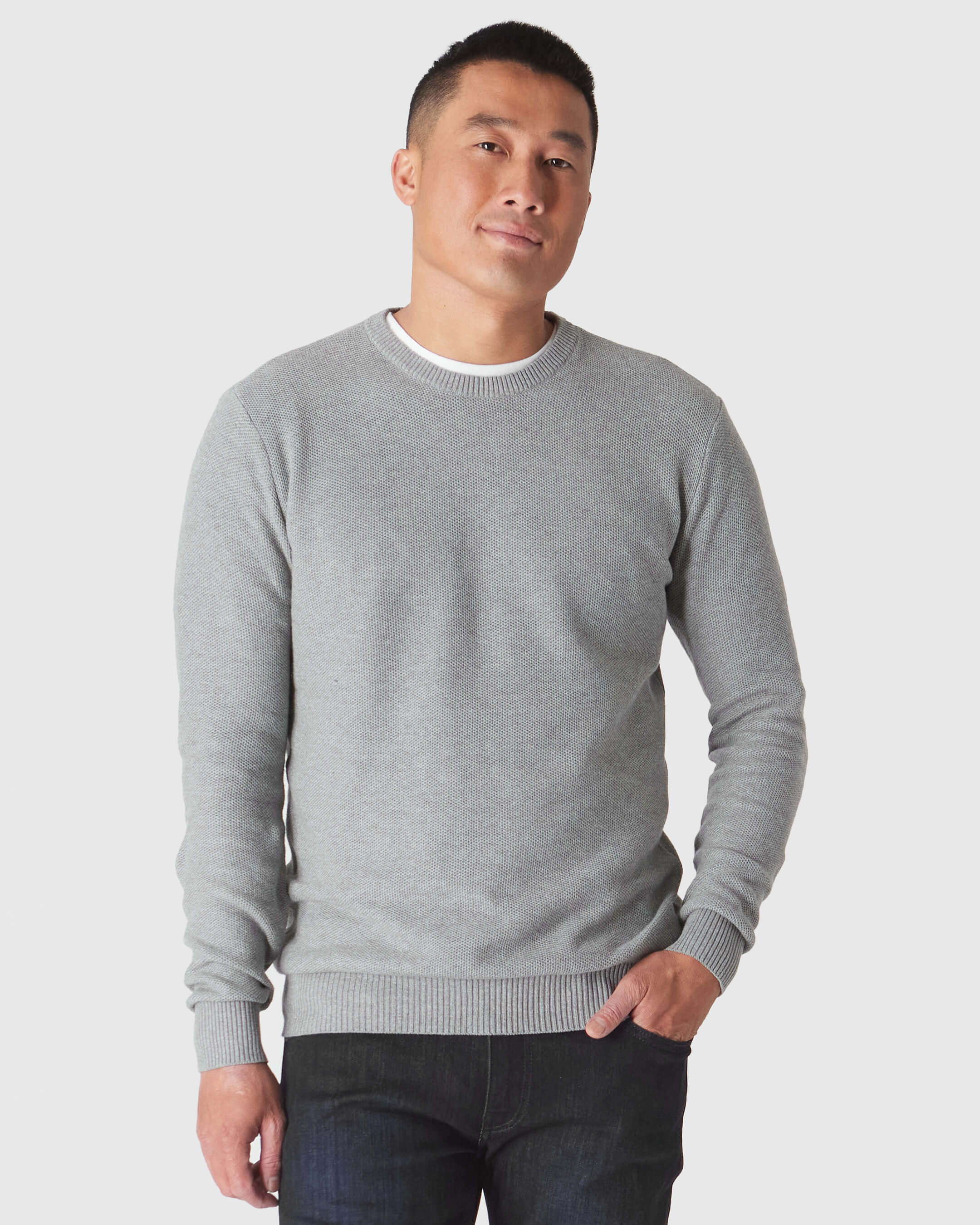 Pique Crew Sweater Grey Heather