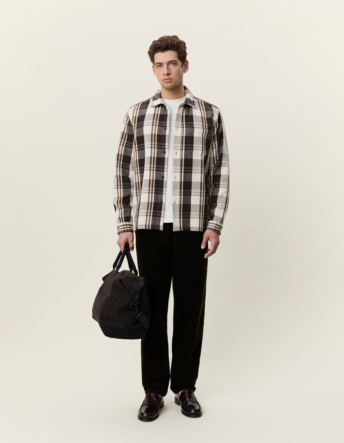 Structured Check Overshirt Dark Sand