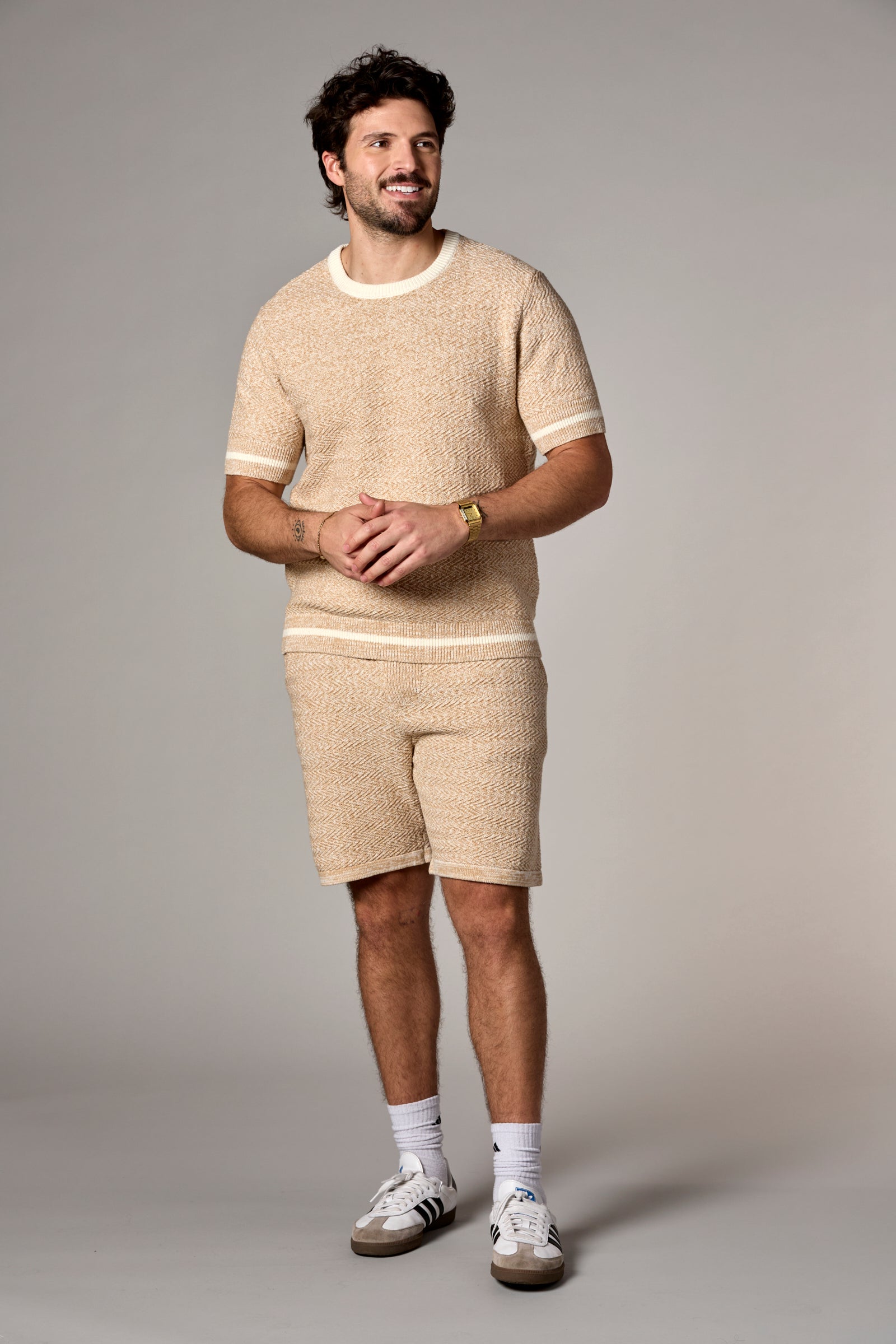 Textured Knit Shorts Oat Multi