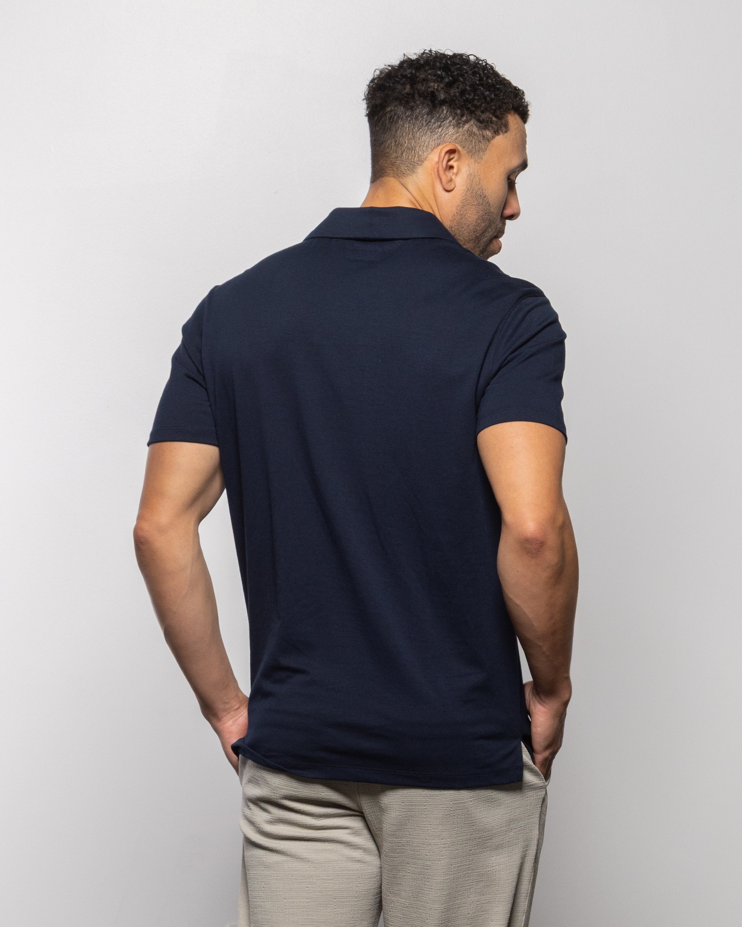 Daily Johnny Short Sleeve Polo Indigo Night